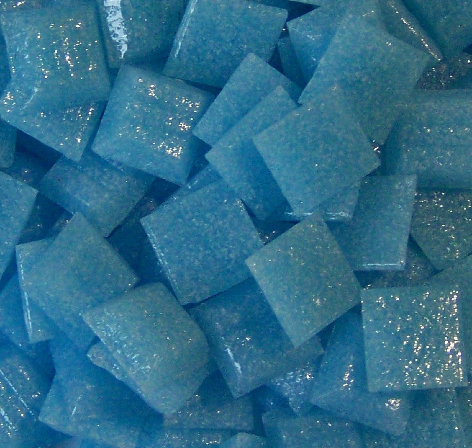 100 Mosaic Tiles 3/8″ CYAN BLUE VETRICCO ITALIAN GLASS Supplies #24