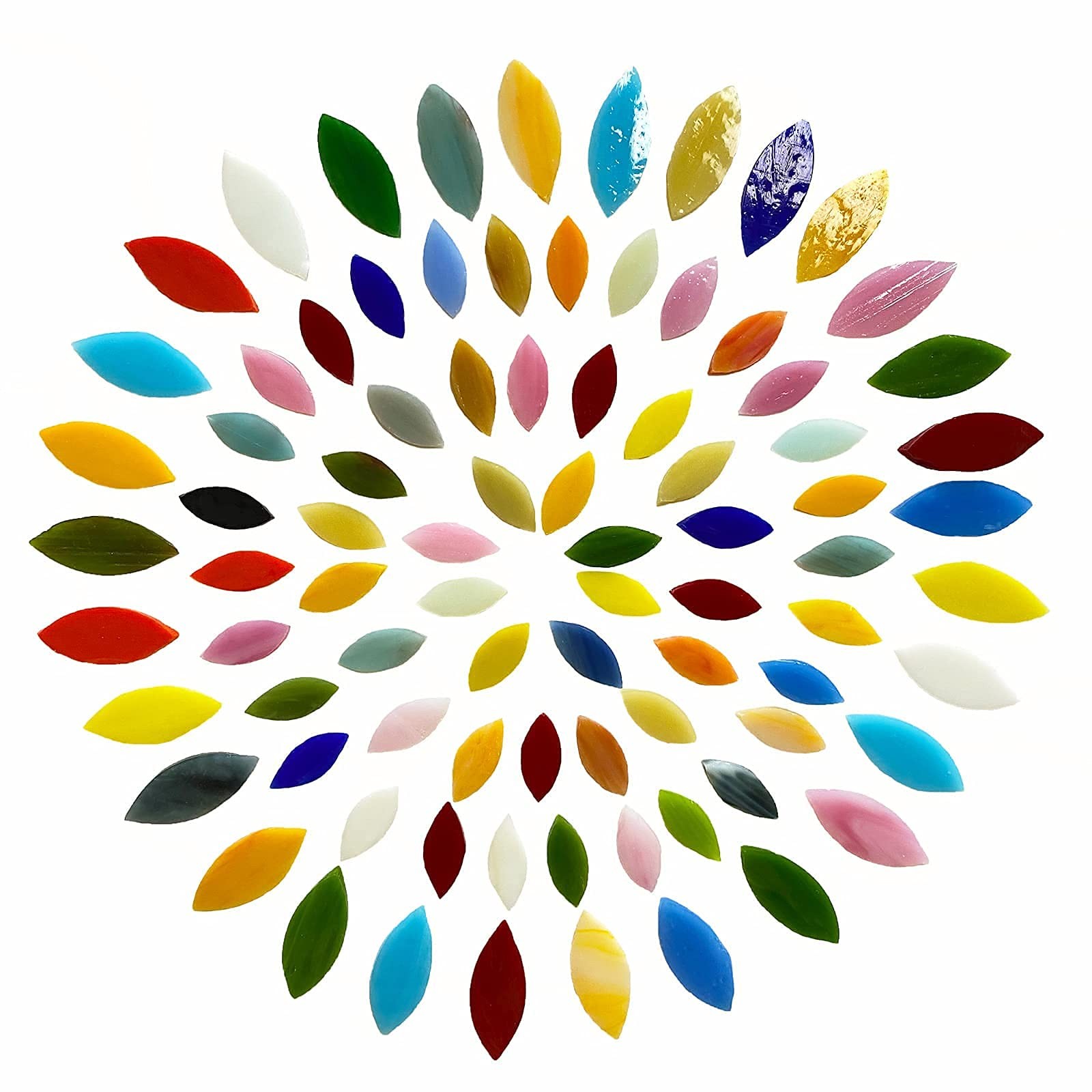 120 Pcs Petal Mosaic Tiles for Crafts, Hand Cut Stained Glass Petals, Mosaic Flo