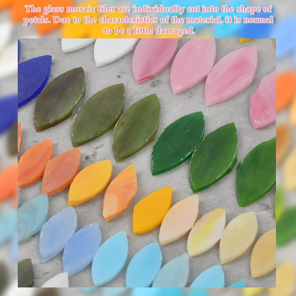 O 100Pcs Mosaic Tiles, Mixed Color Mosaic Glass Pieces with Organizing Container