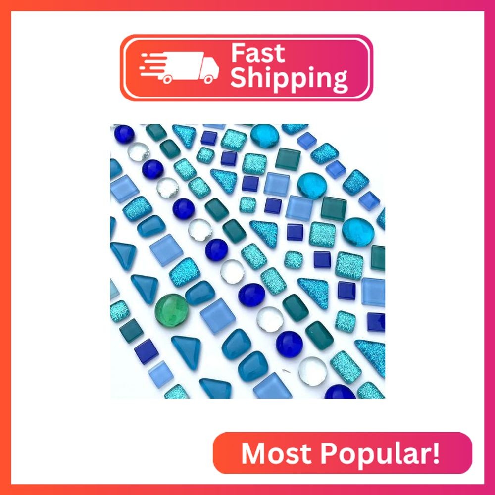 LITMIND Assorted Blue Irregular Crystal Mosaic Tiles, 9oz Value Pack – Perfect f