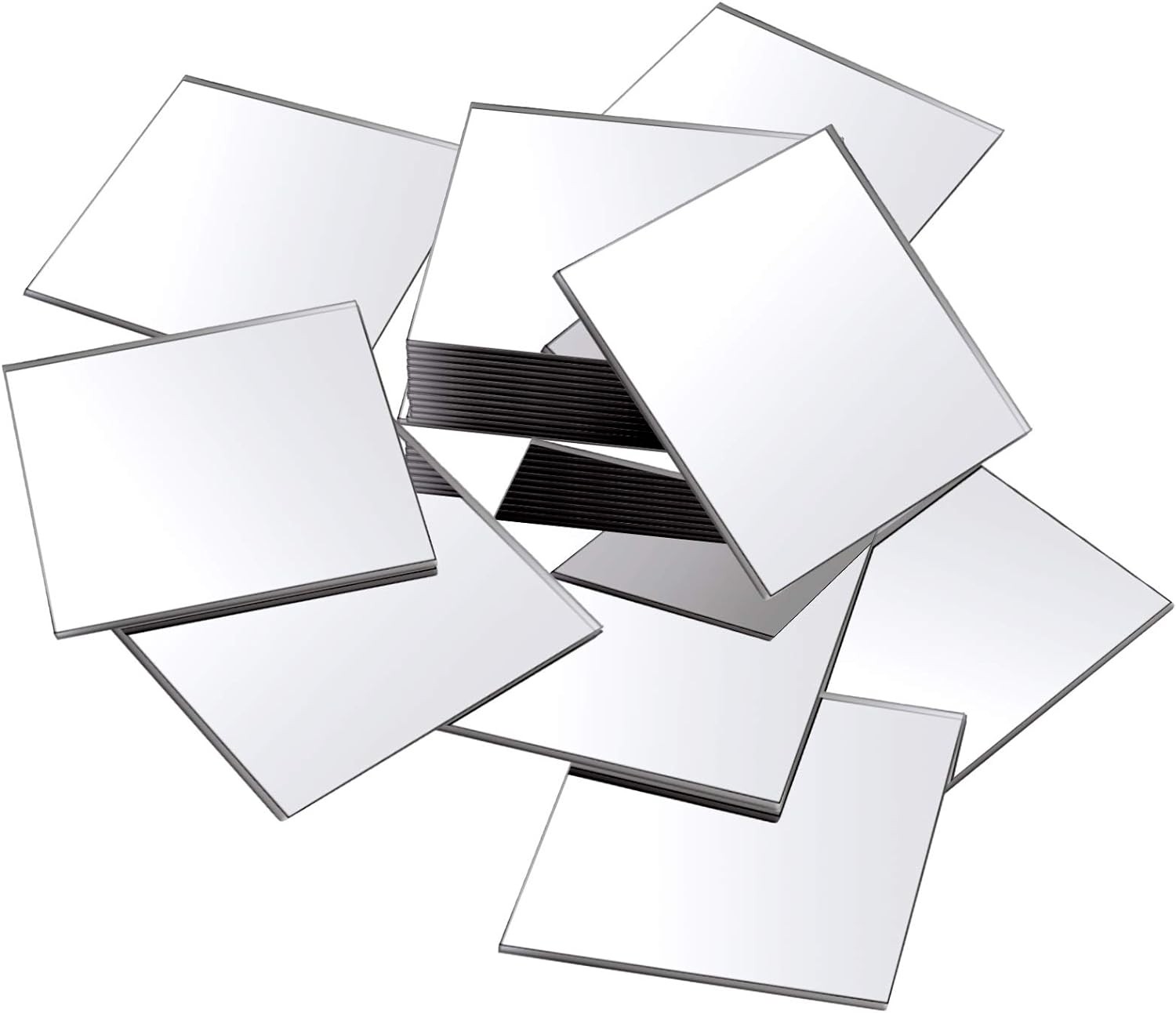Jetec Mini Size Acrylic Square Mirror Adhesive Small 3 Inches, Silver