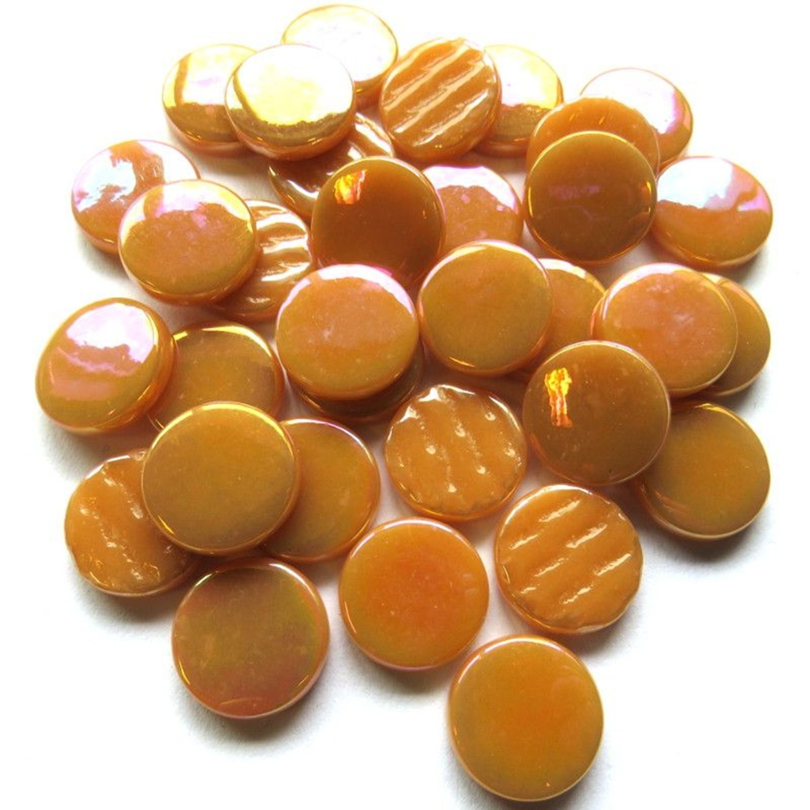 25 tiles Pearlized Brown Sugar 18 mm Glossy Round Glass Mosaic Tile Pieces