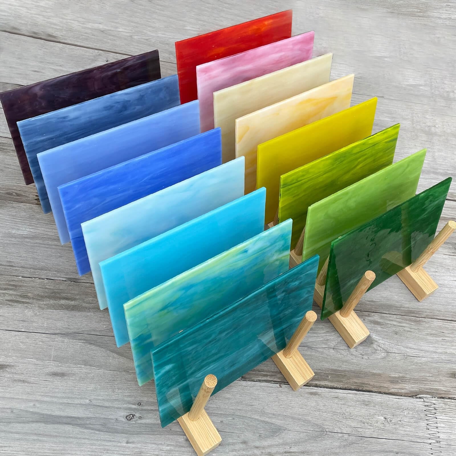 LITMIND 16 Sheets Stained Glass Variety 6″L*4″W(16pcs), Mixed Colors (Opaque)