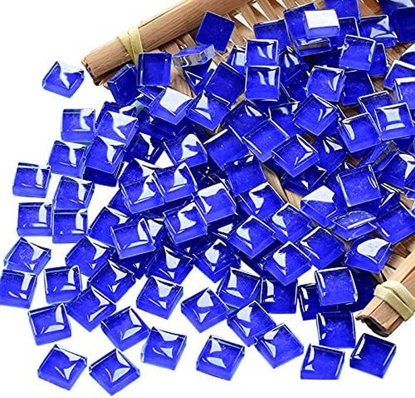 Mosaic Tiles Squares Dark Blue Crystal Mosaic Glass Tile for Crafts Bulk DIY Pic