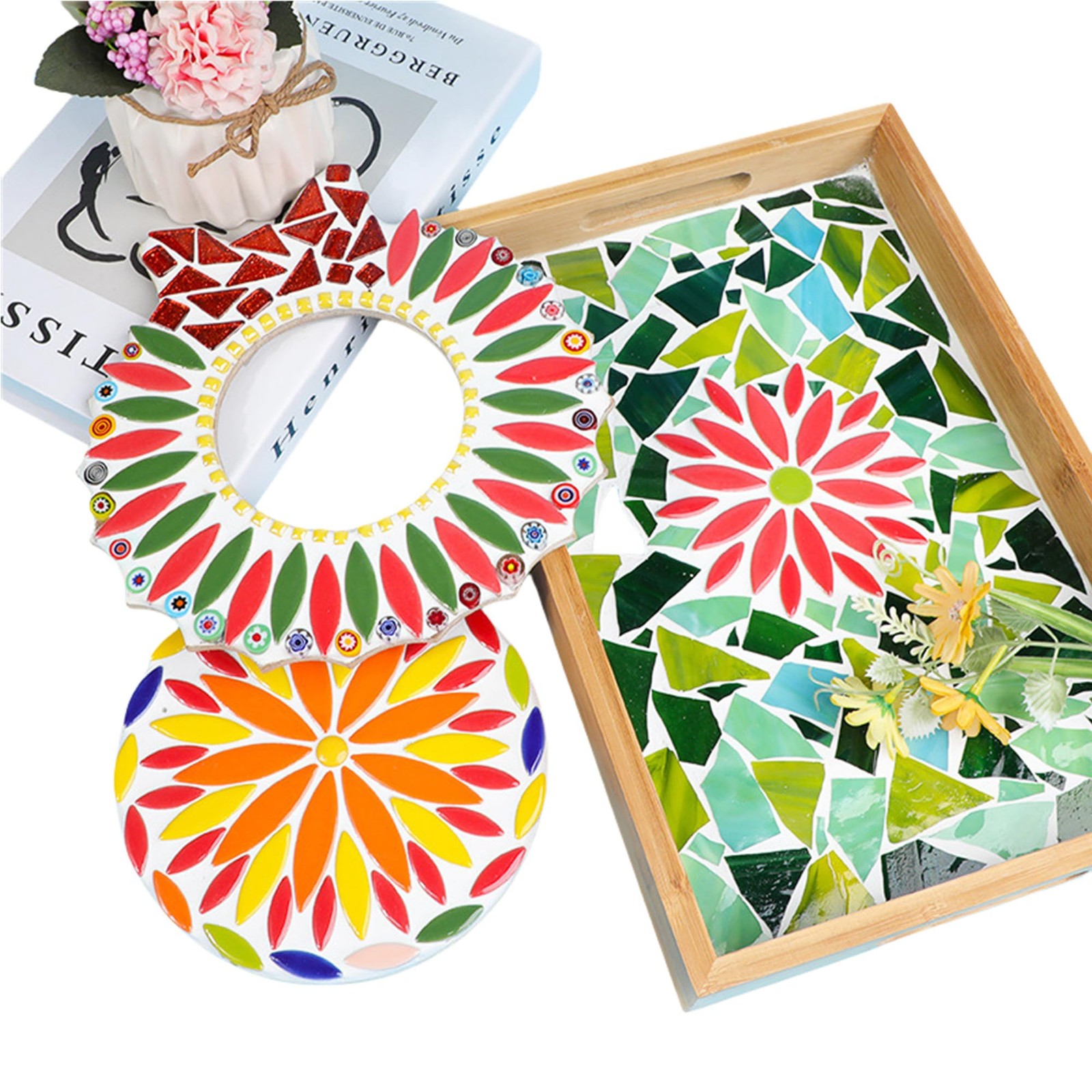 Leaf Petal Ceramic Mosaic Tiles for Crafts, 500g/1.1LB Irregular Mosaic Piece…