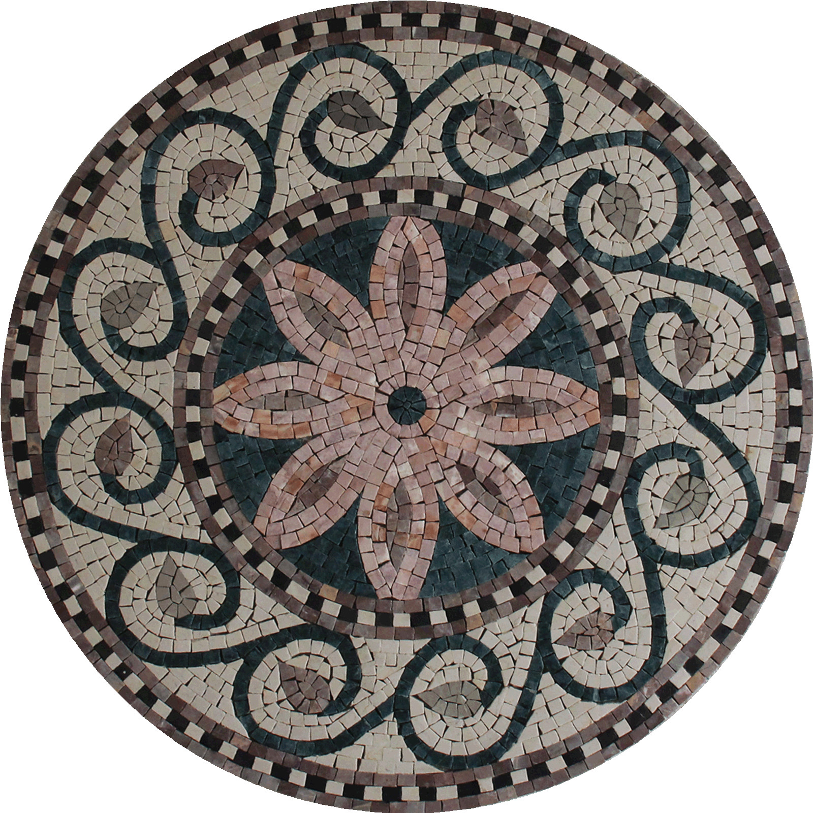 Marble Mosaic Round Shabby Chic Lotus Wall Floor Art Tiles