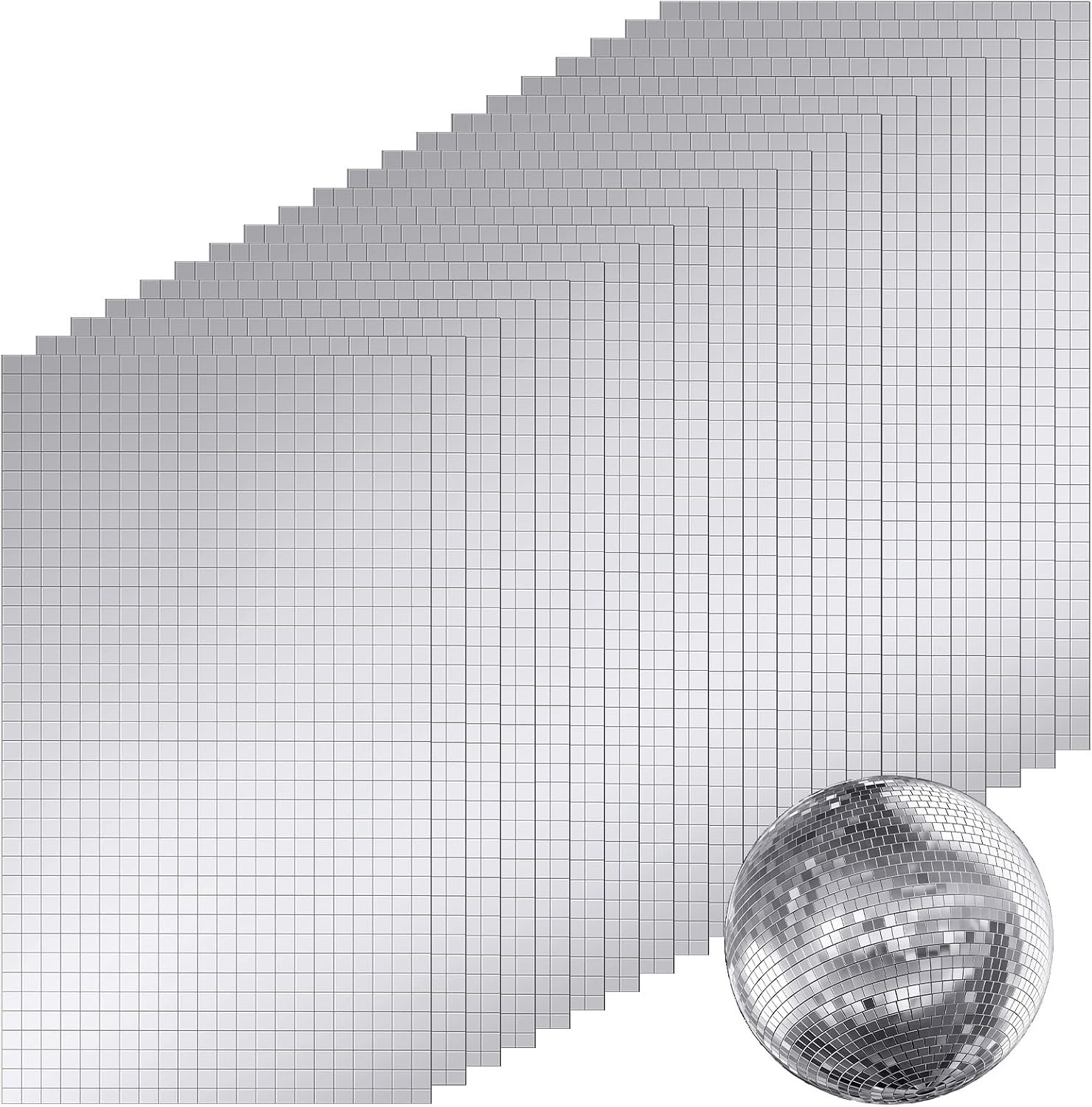 9000 PCS/20 Sheets Mirror Tiles Self Adhesive, 10X10Mm Disco Tiles for DIY Craft