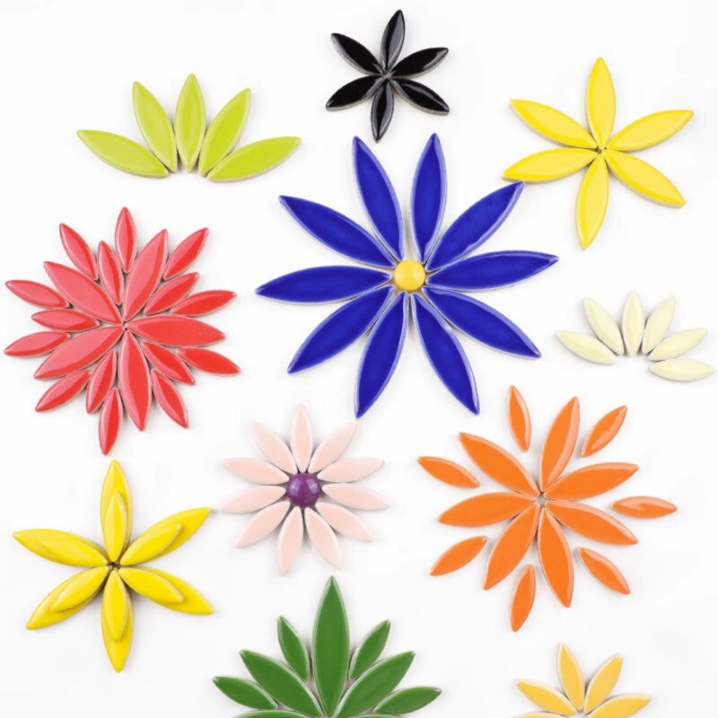 100g Colorful Ceramic Mosaic Tiles Decors Petal Shape Supplies Materials for DIY