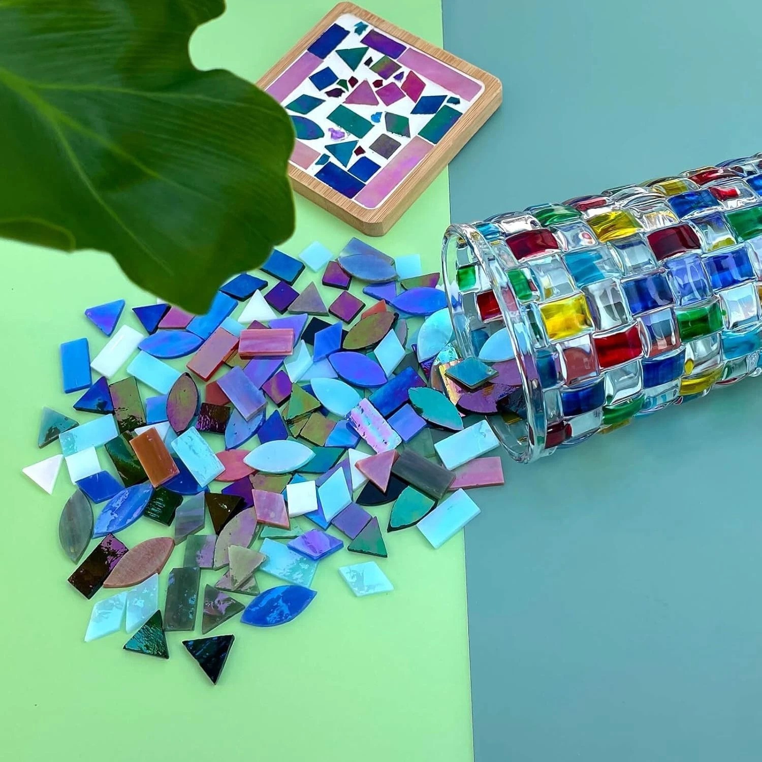Versatile 240-Piece Iridescent Glass Mosaic Set: Perfect for DIY Projects