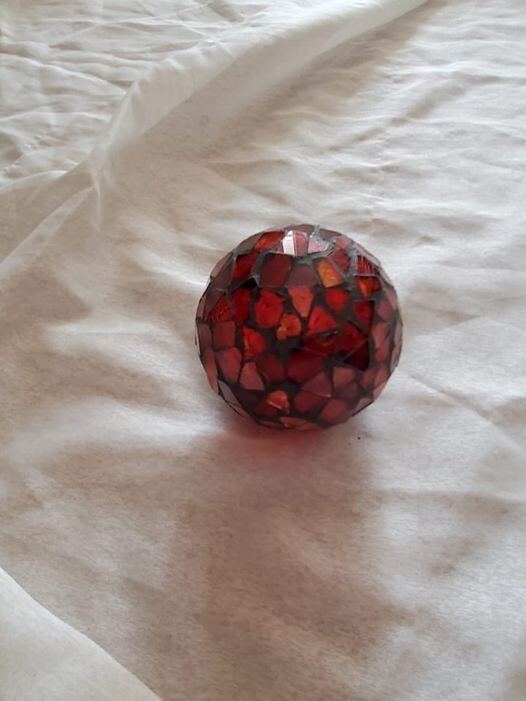 Mosaic Stained Glass Colorful Reds/Yellows 3″ Decorative Reflective Ball