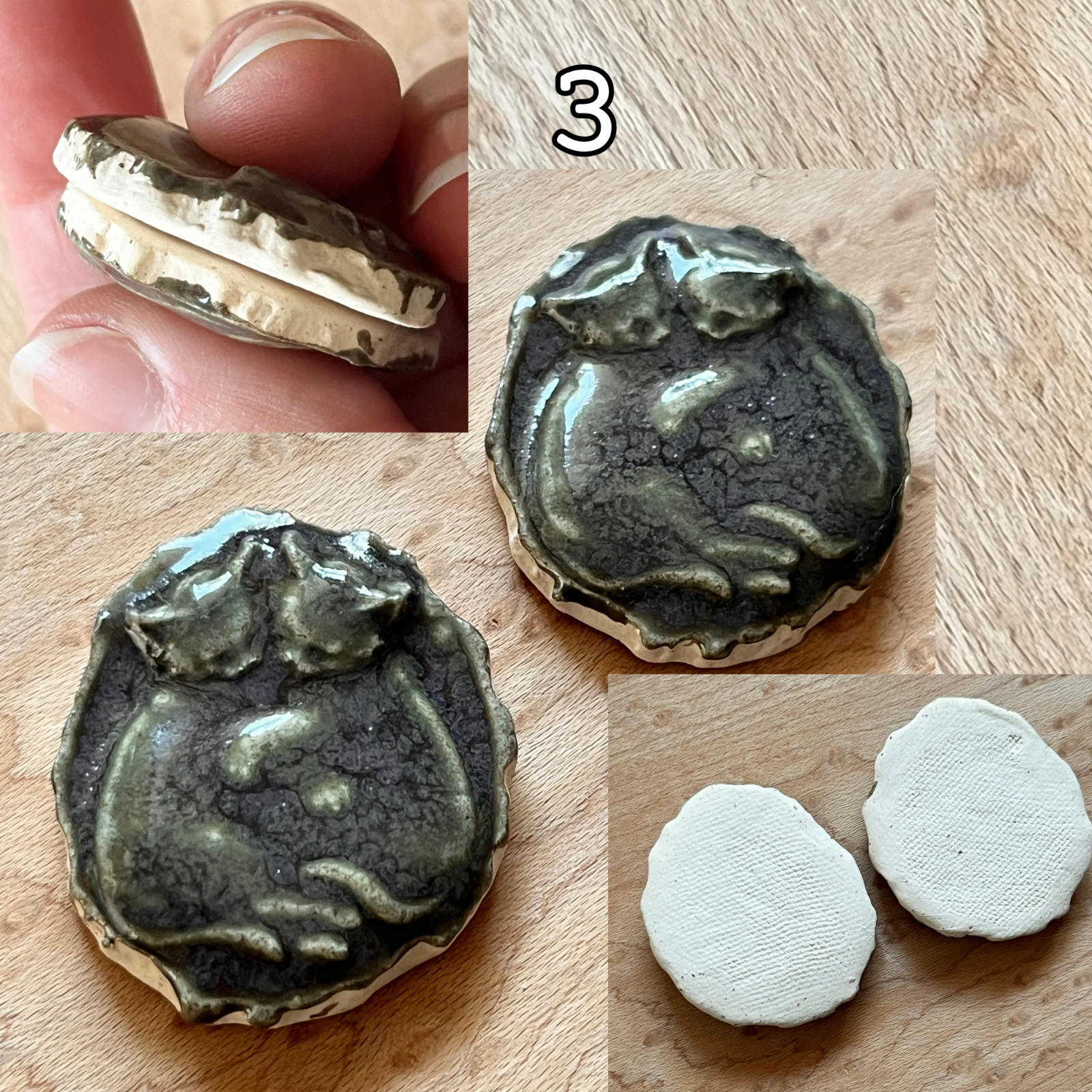 Handmade Ceramic Mosaic Tiles U-Pick: Hearts, Owl, Cat, Flower, Seahorse, Shell