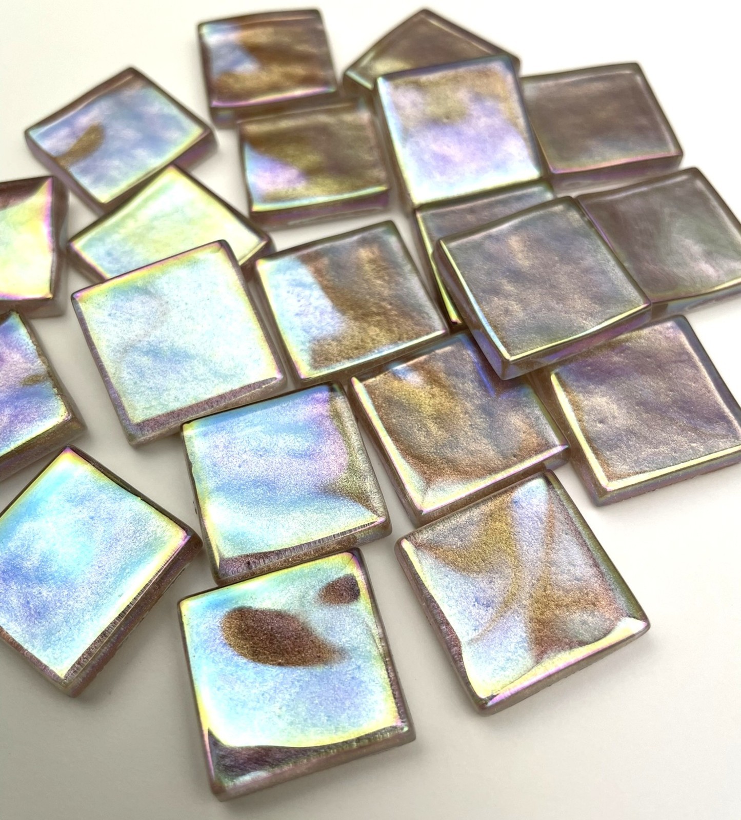 IRIDESCENT GOLDEN BERRY Metallic Glass Mosaic Tile Pieces – 3/4 inch – 20 Tiles
