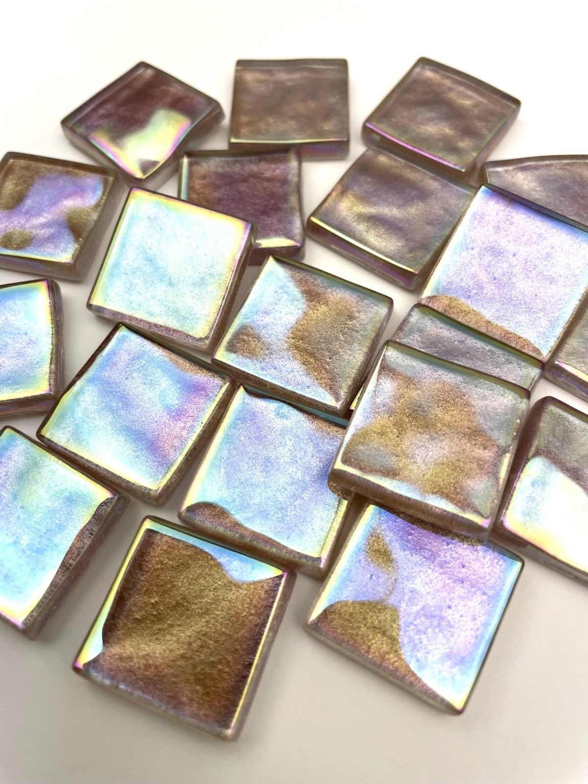 IRIDESCENT GOLDEN BERRY Metallic Glass Mosaic Tile Pieces – 3/4 inch – 20 Tiles