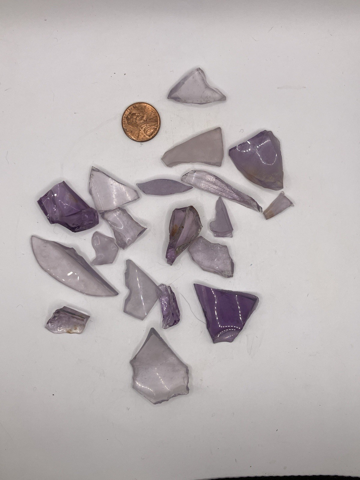 Antique Amethyst Purple Glass Shards Lot 19 Pcs Dug Nevada Ranch Dump Art