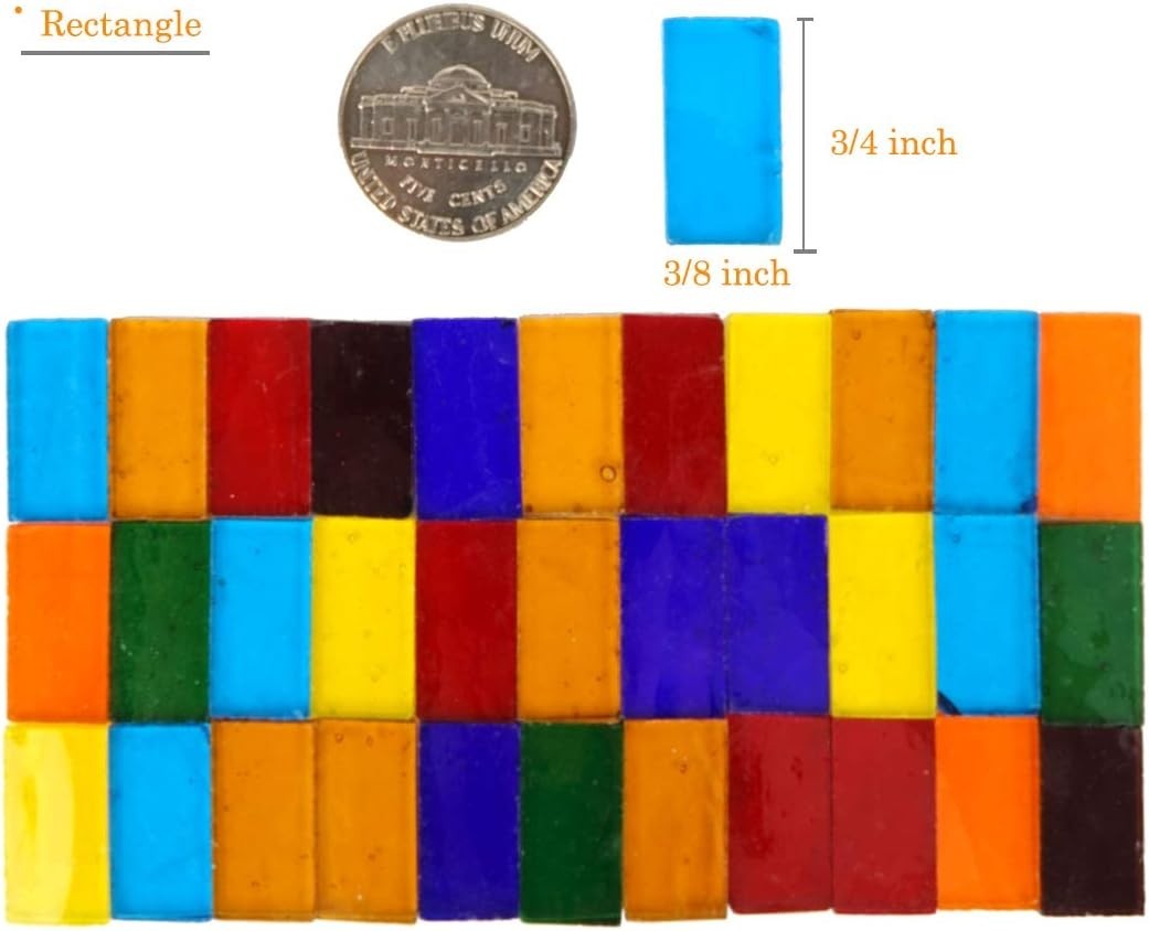 1600 Pieces Transparent Assorted Glass Mosaic Tiles for Arts Crafts Projects