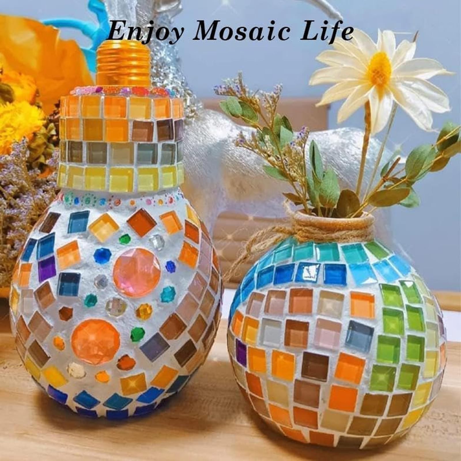 DIY Mosaic Tiles for Crafts, Colorful Glass Mosaic Kits for Adults, 915 Pcs Bulk