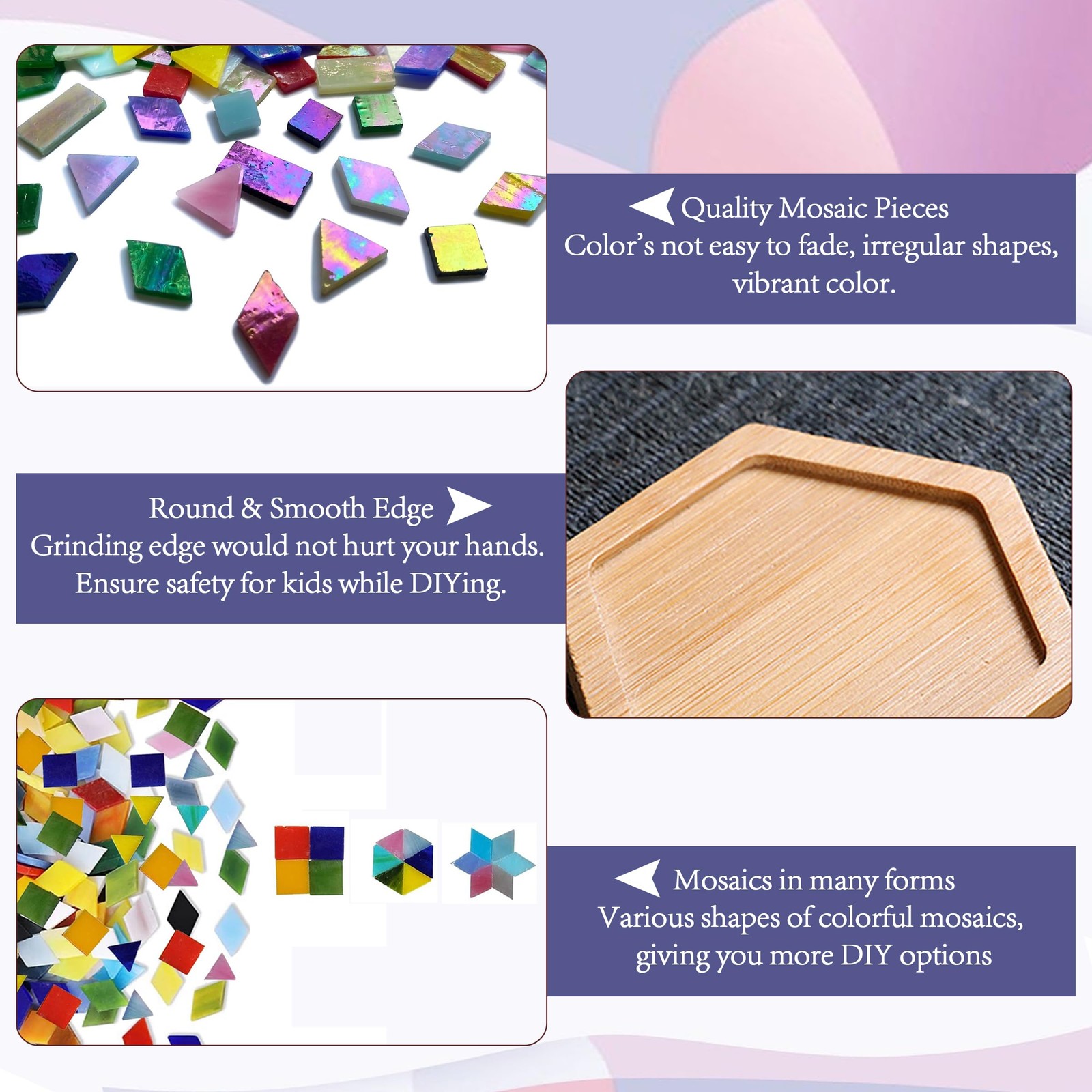 DIY Mosaic Tiles Crafts Kits for Adults, Mixed Stained Glass Mosaic Kit with …