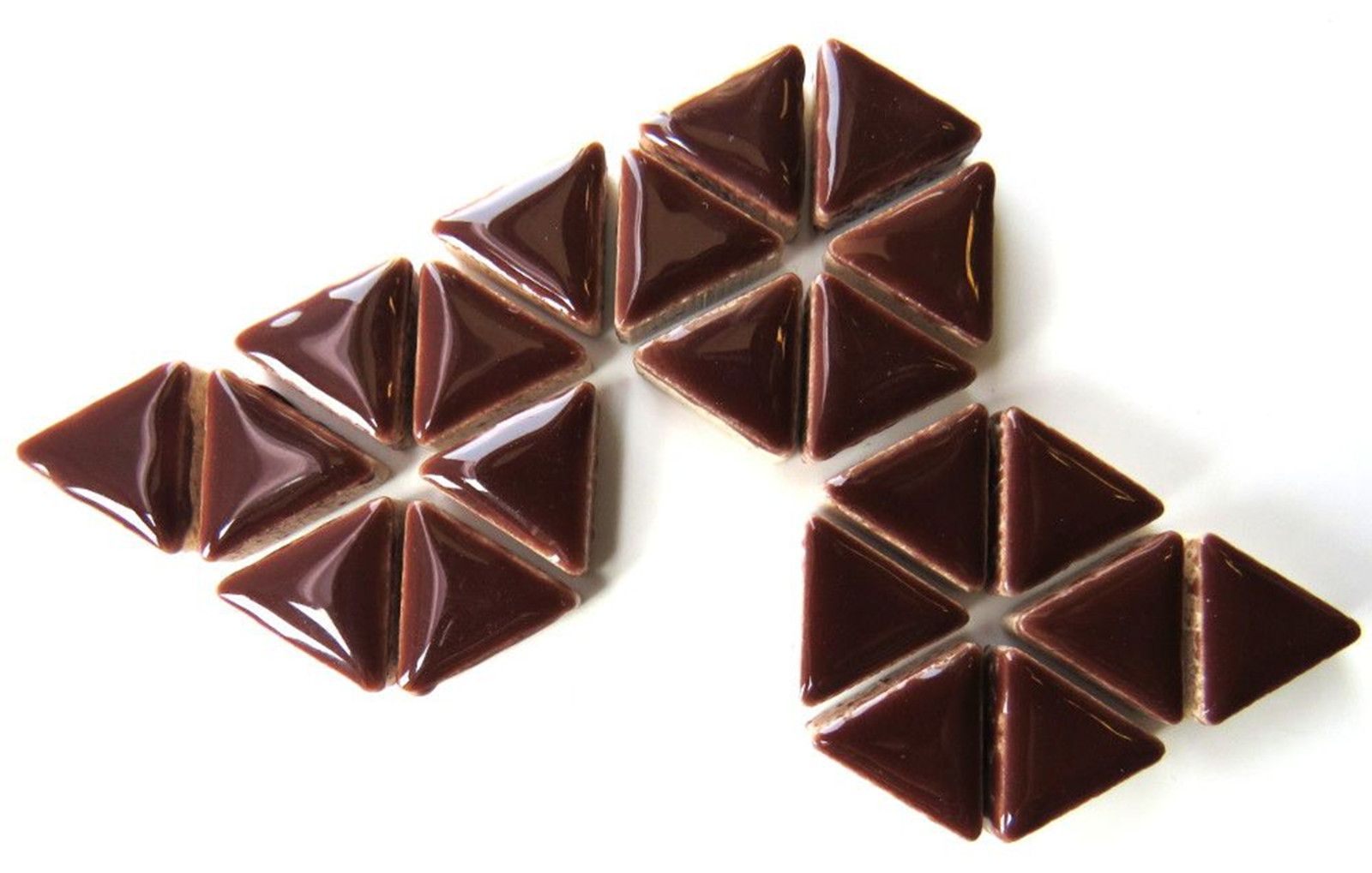 50 tiles – Dark Brown – 15 mm Triangles Ceramic Mosaic Tile Pieces – Glossy