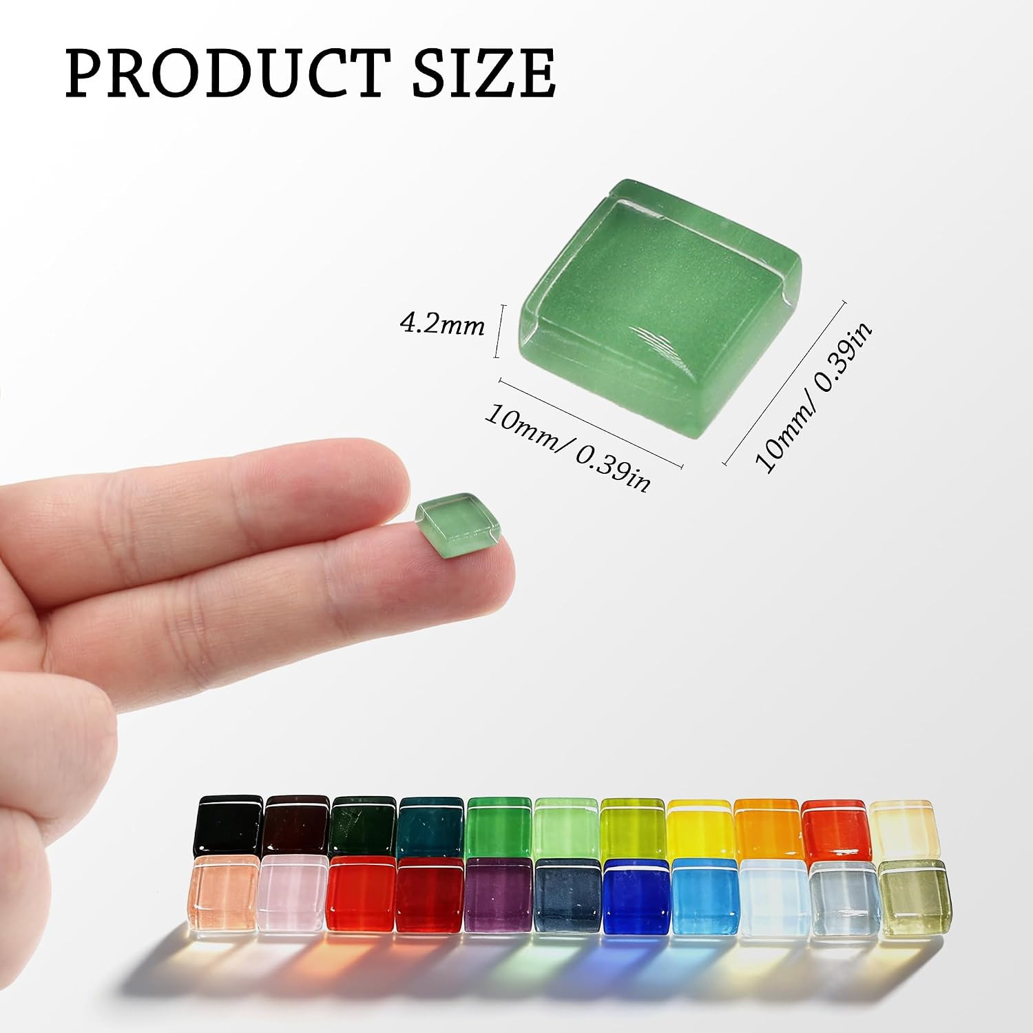 500Pcs Glass Mosaic Tiles, 10Mm Colorful Square Mosaic Glass Pieces