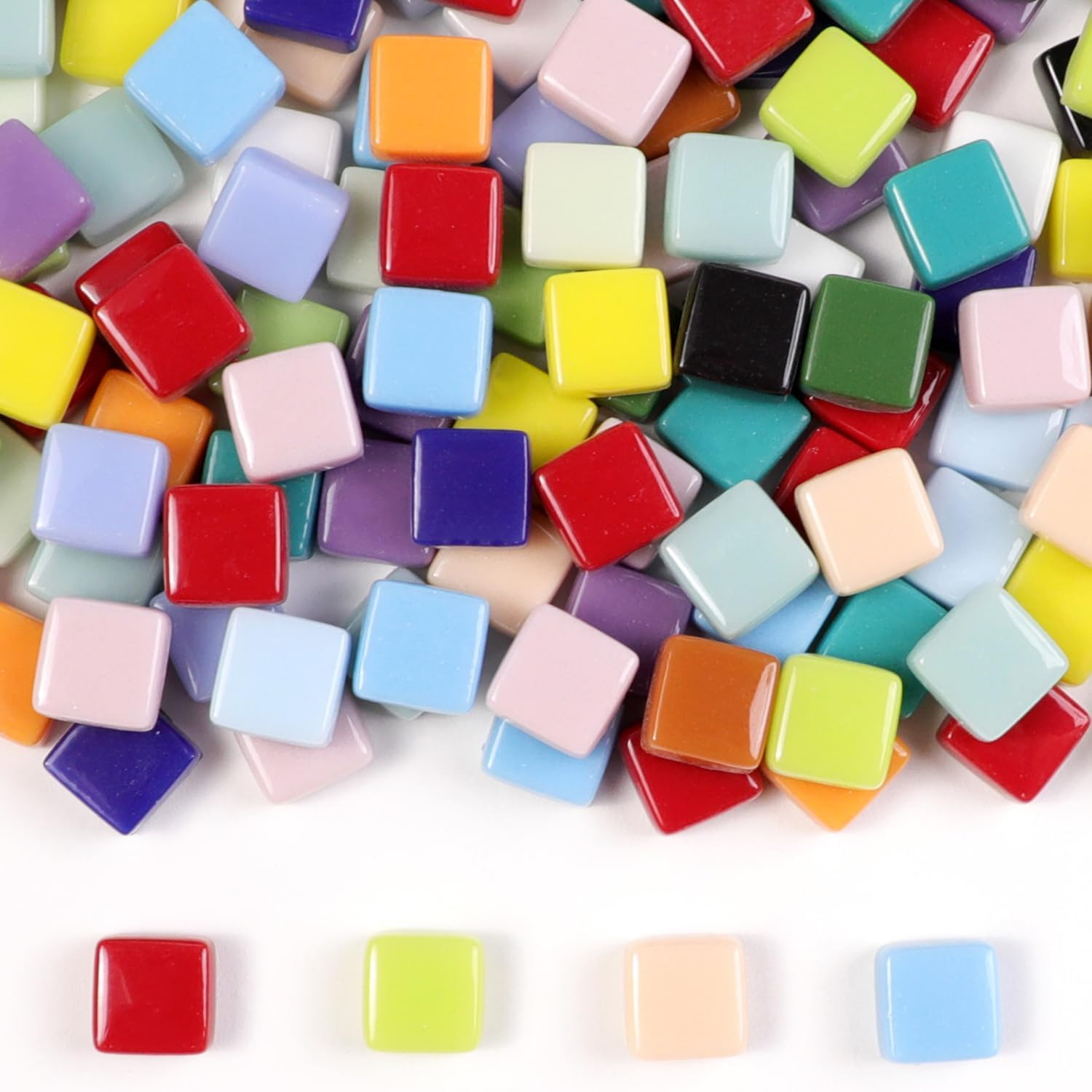 1 LB Mixed Shapes Glass Mosaic Tiles for Crafts Bulk, Colorful Opaque Recycle Gl