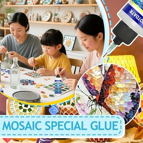 Mosaic Glue 2 Pack 60ml – Waterproof, Non-Toxic Adhesive for DIY Crafts, Clear D