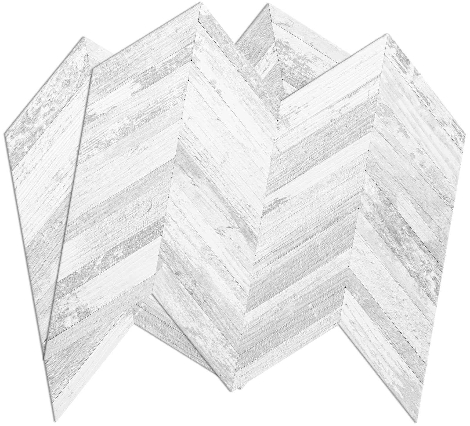 Peel and Stick Backsplash Herringbone 10 Sheets 12″x12″ Vintage White PVC
