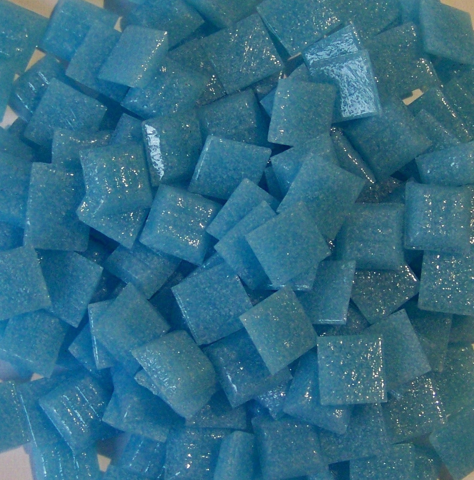100 Mosaic Tiles 3/8″ CYAN BLUE VETRICCO ITALIAN GLASS Supplies #24