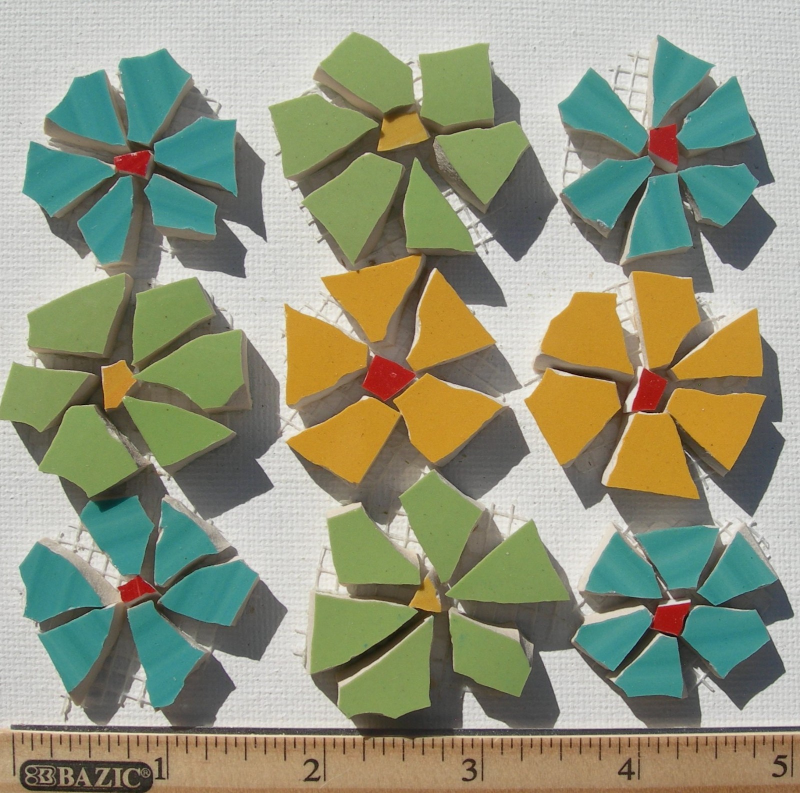 1.5″ Colorful Floral Mosaic Tile Set Mix Size Broken China Plate Tiles on Mesh