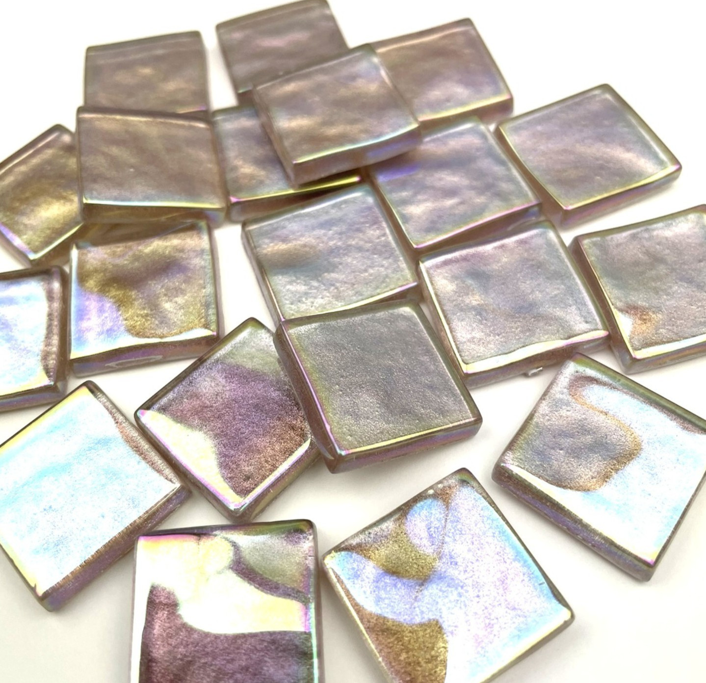 IRIDESCENT GOLDEN BERRY Metallic Glass Mosaic Tile Pieces – 3/4 inch – 20 Tiles
