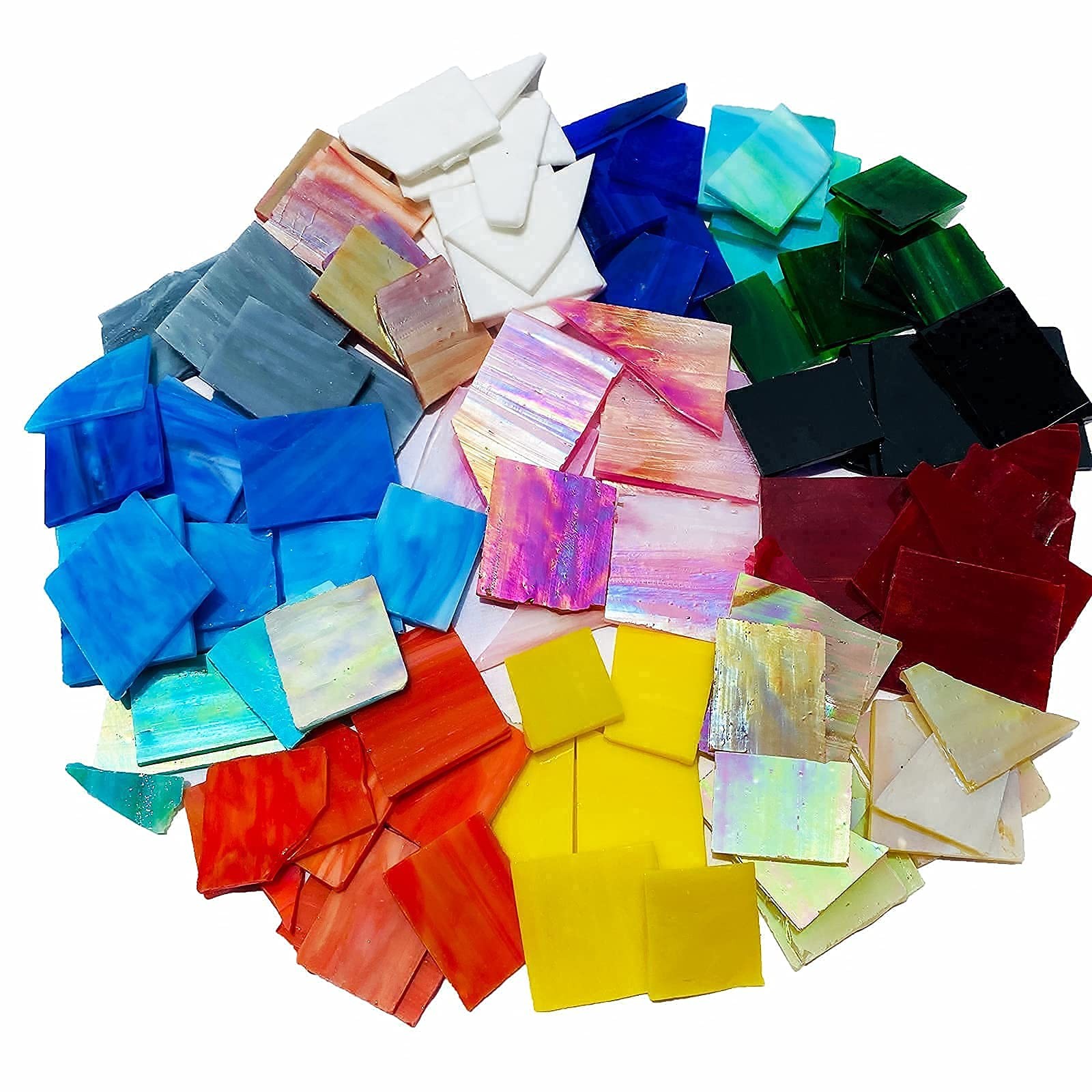 Mosaic Tiles Stained Glass Scraps Sheets for Crafts Bulk, Broken Glass Pieces