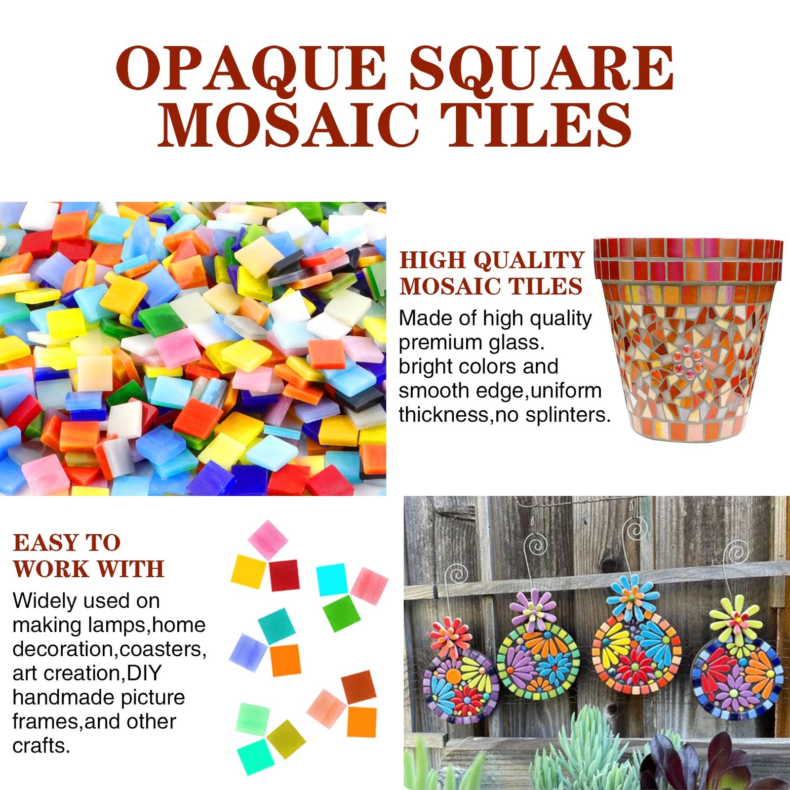 1000 Pcs Mosaic Tiles, Glass Mosaic Tiles for Crafts Bulk, Stained Mosaic Gla…