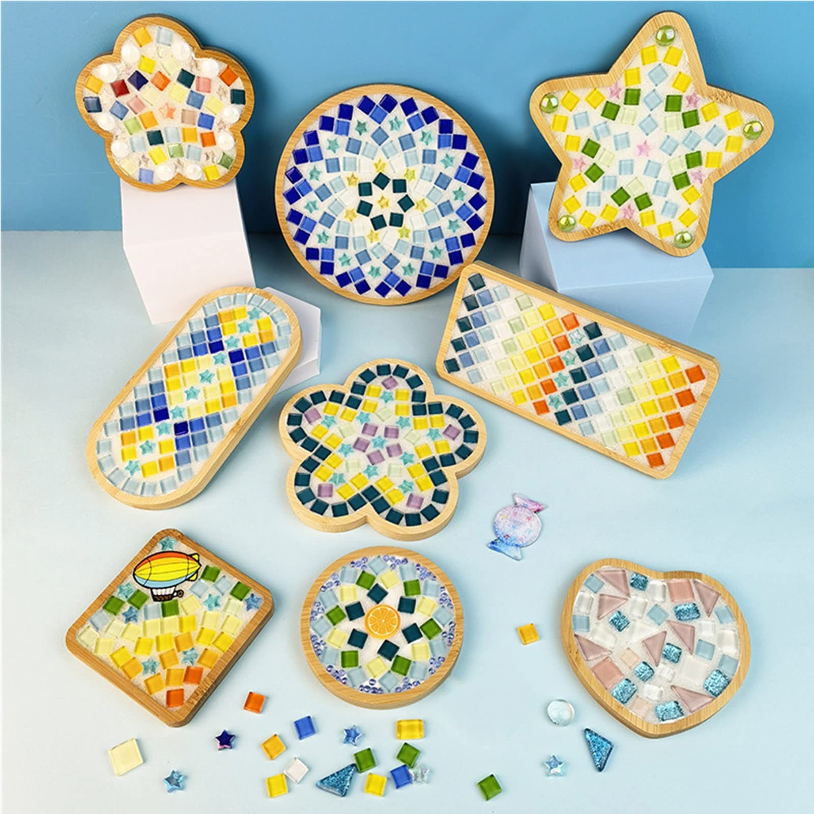 1.1LB Irregular Glass Mosaic Tiles for Crafts,Tiny Random Color DIY Making Cr…