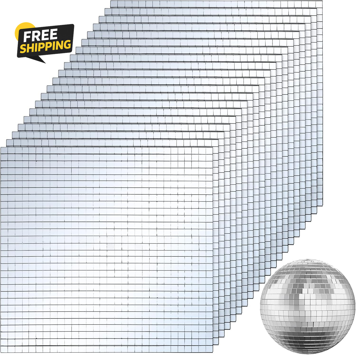 36000 Pieces Mirror Mosaic Tiles, 5 X 5 Mm Self Adhesive Mirror Stickers