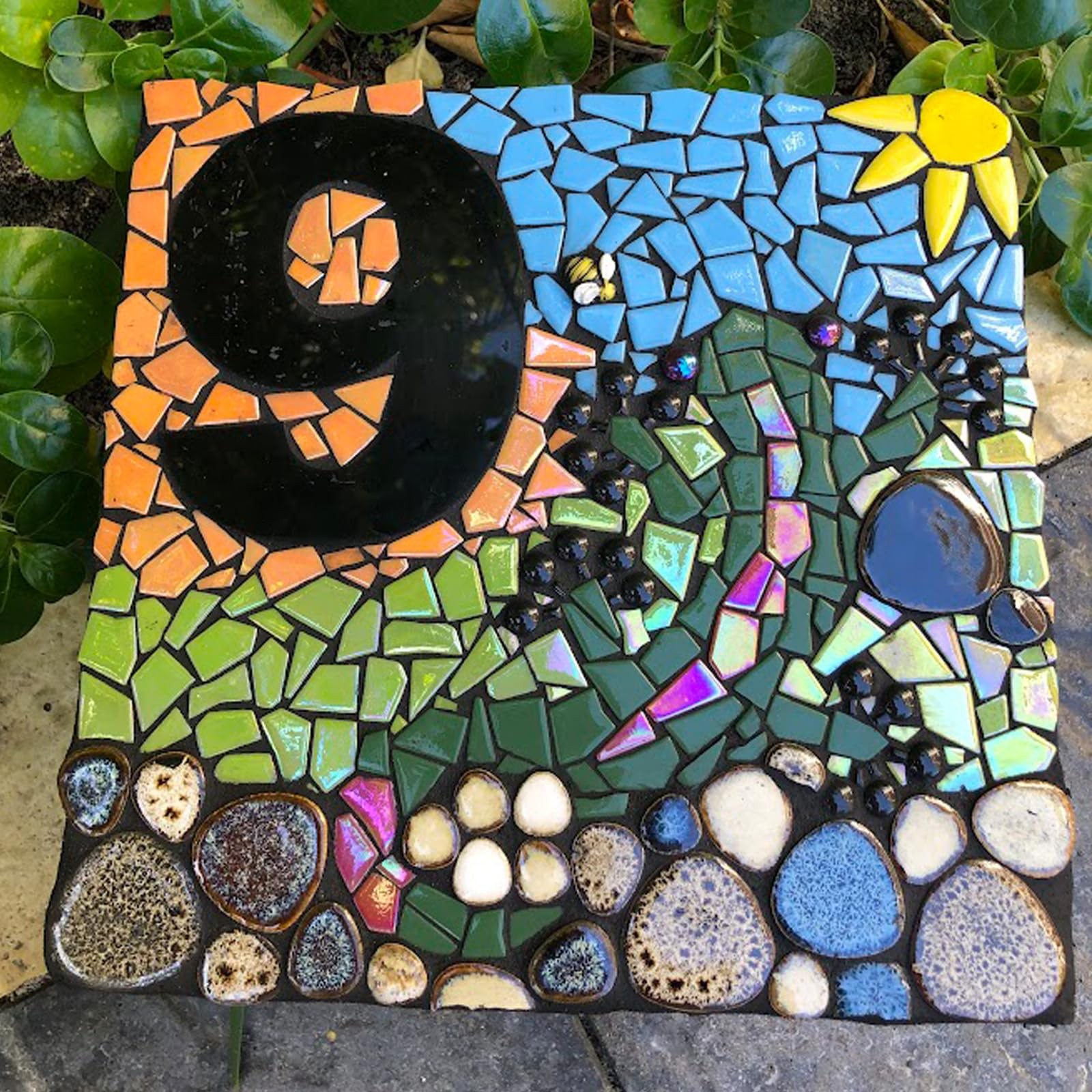 Black Glass Mosaic Tiles for Crafts Bulk,200g Broken Glass Pieces for DIY Spr…