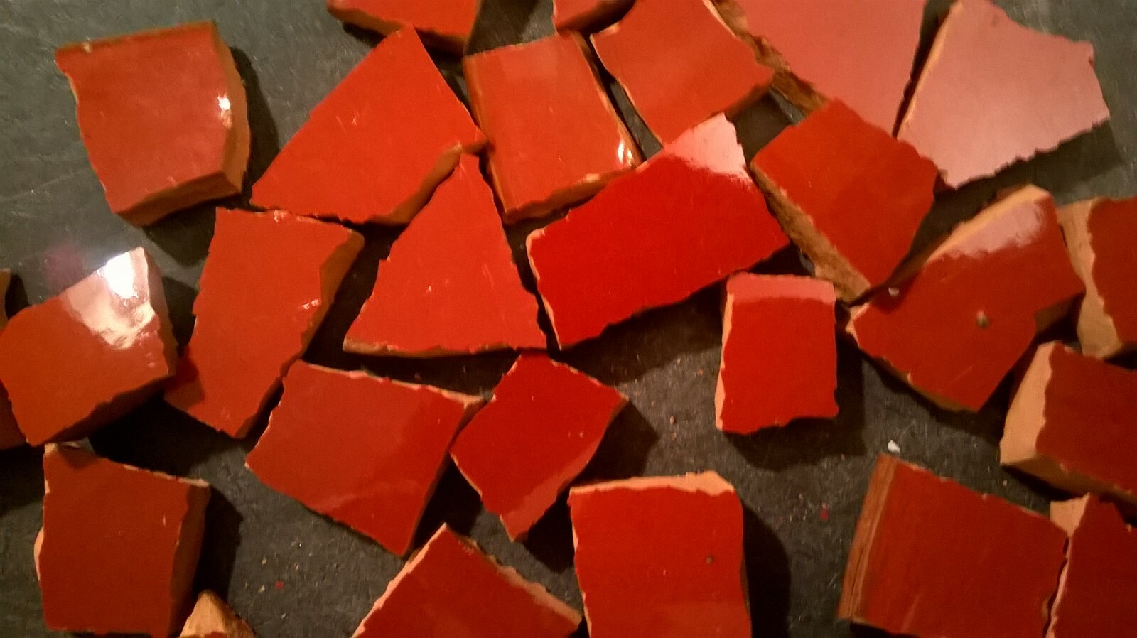 Rust Colored Broken Plate Mosaic Tiles From Italy