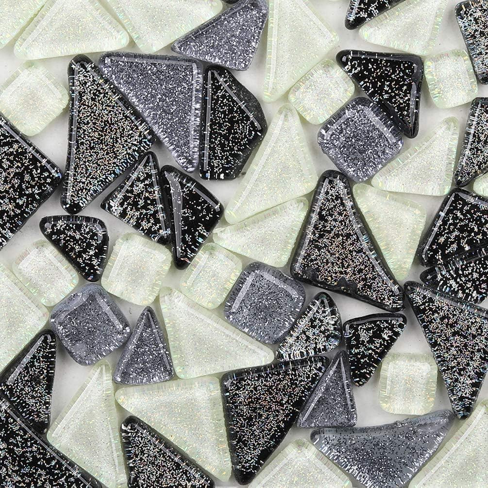200G Mixed Color Mosaic Tiles Shine Crystal Mosaic Pieces Stained Glass Bulk Ass