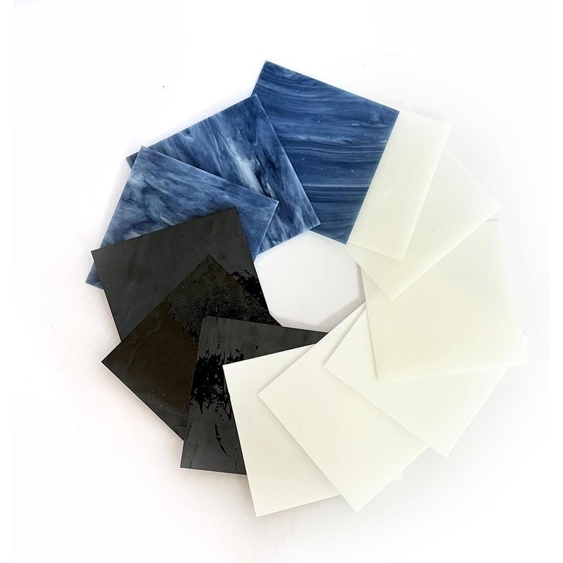 12 Sheets Stained Glass Squares Crafts Suncatcher DIY Home Decor Projects New