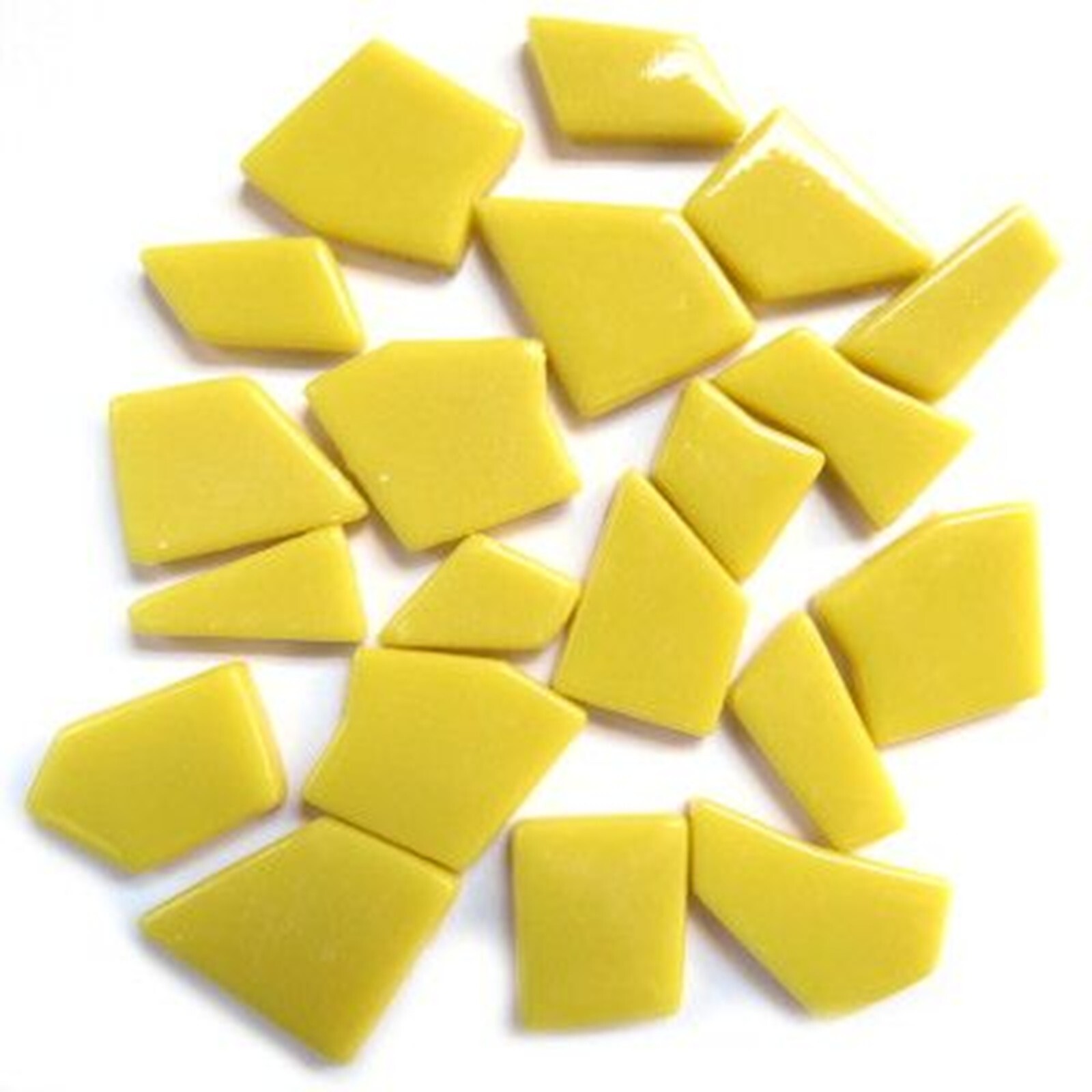 Yellow Opal Odd Cut Shaped Glass Mosaic Tiles – 25 Tiles-Size 3/8 to 1 inch