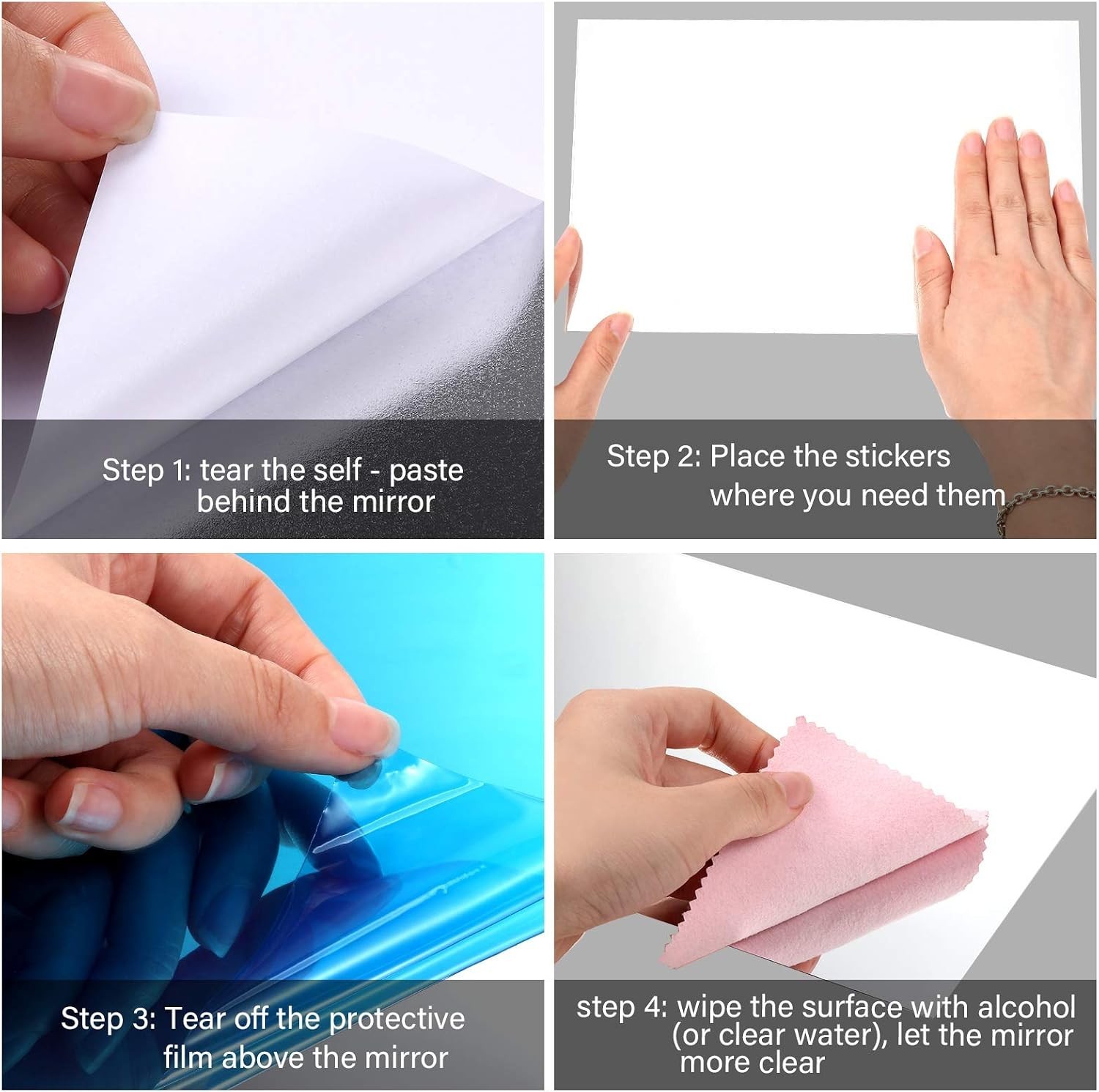 Lightweight and Thin Plastic Mirror Tiles for Easy Wall Application, Set of 20