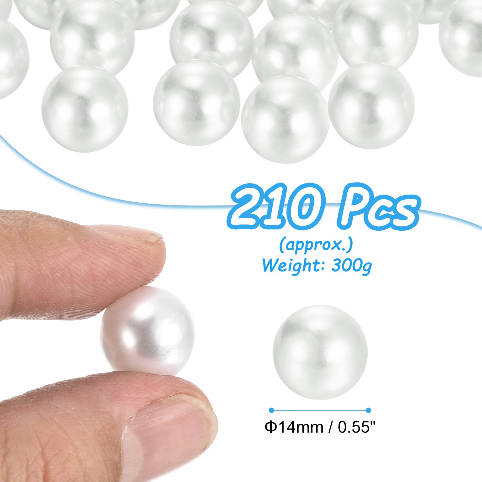 210pcs 14mm White Pearl Beads ABS Faux Pearls Vase Fillers 300g Ornament Filler