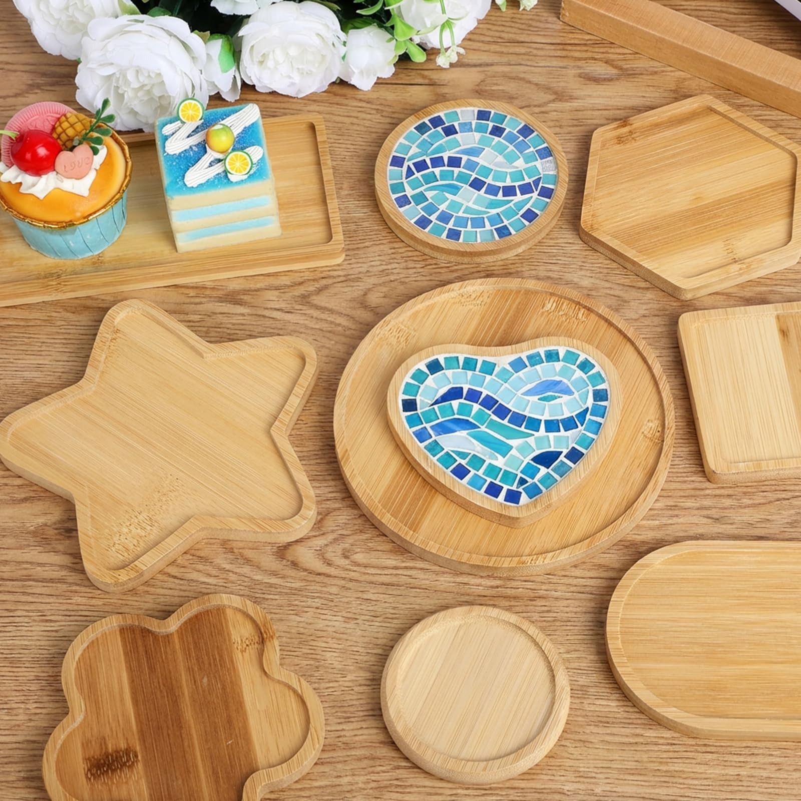 10 Pcs Wooden Mosaic Bases Kits for Crafts, Assorted Shapes Mosaic Substrates…