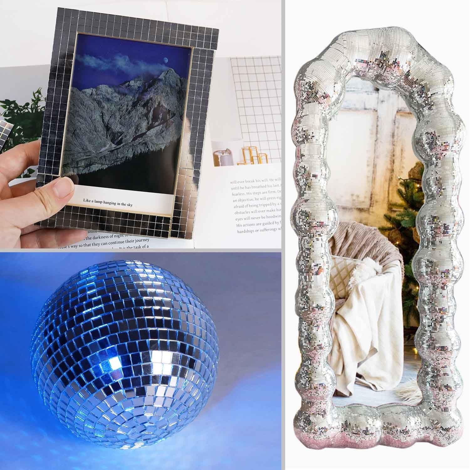 3000 Pieces Disco Ball Tiles Mirror 5 mm X 5 Mosaic Silver