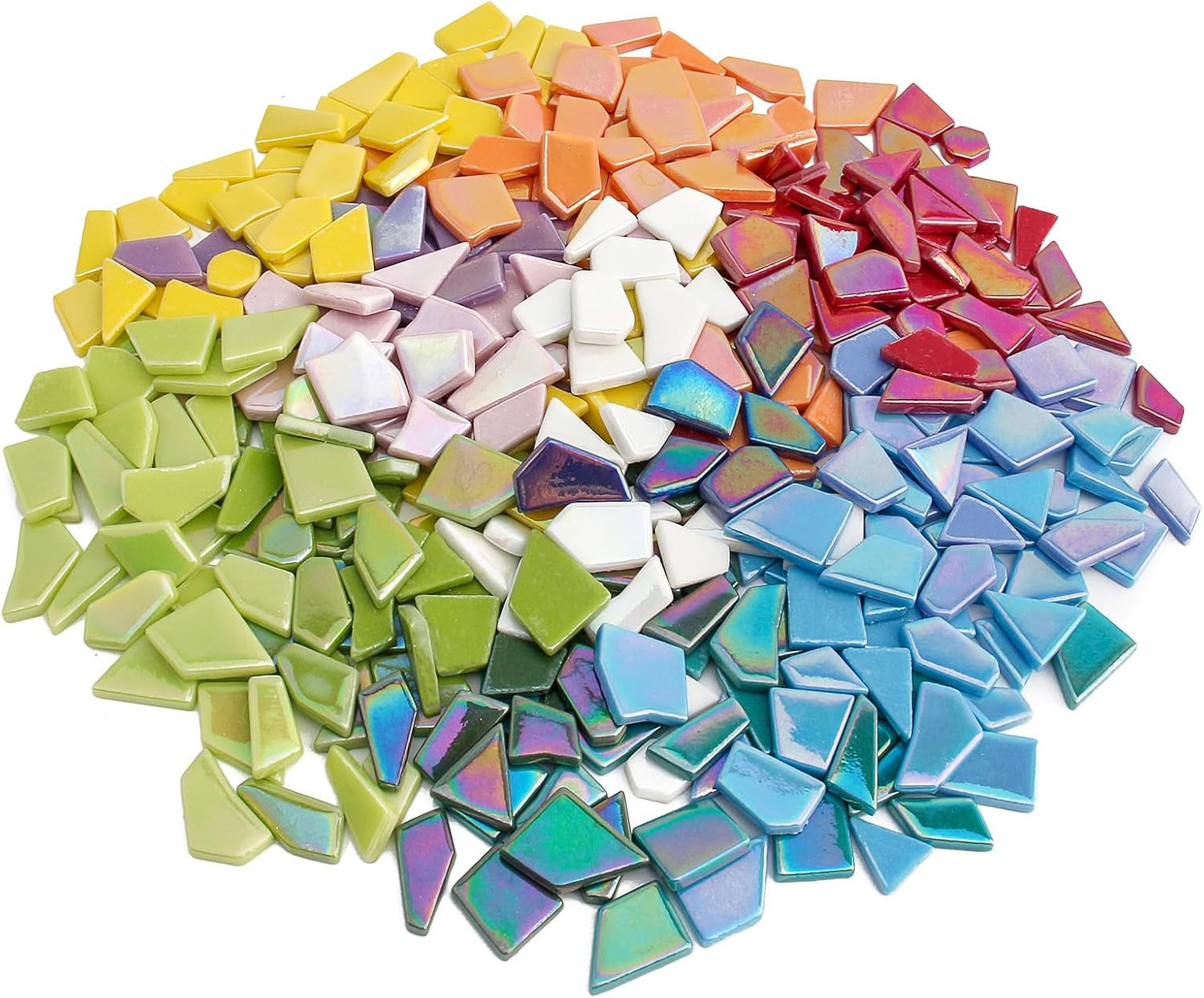 Iridescent Glass Mosaic Tiles for Crafts Bulk,454G Broken Mosaic Glass Pieces fo