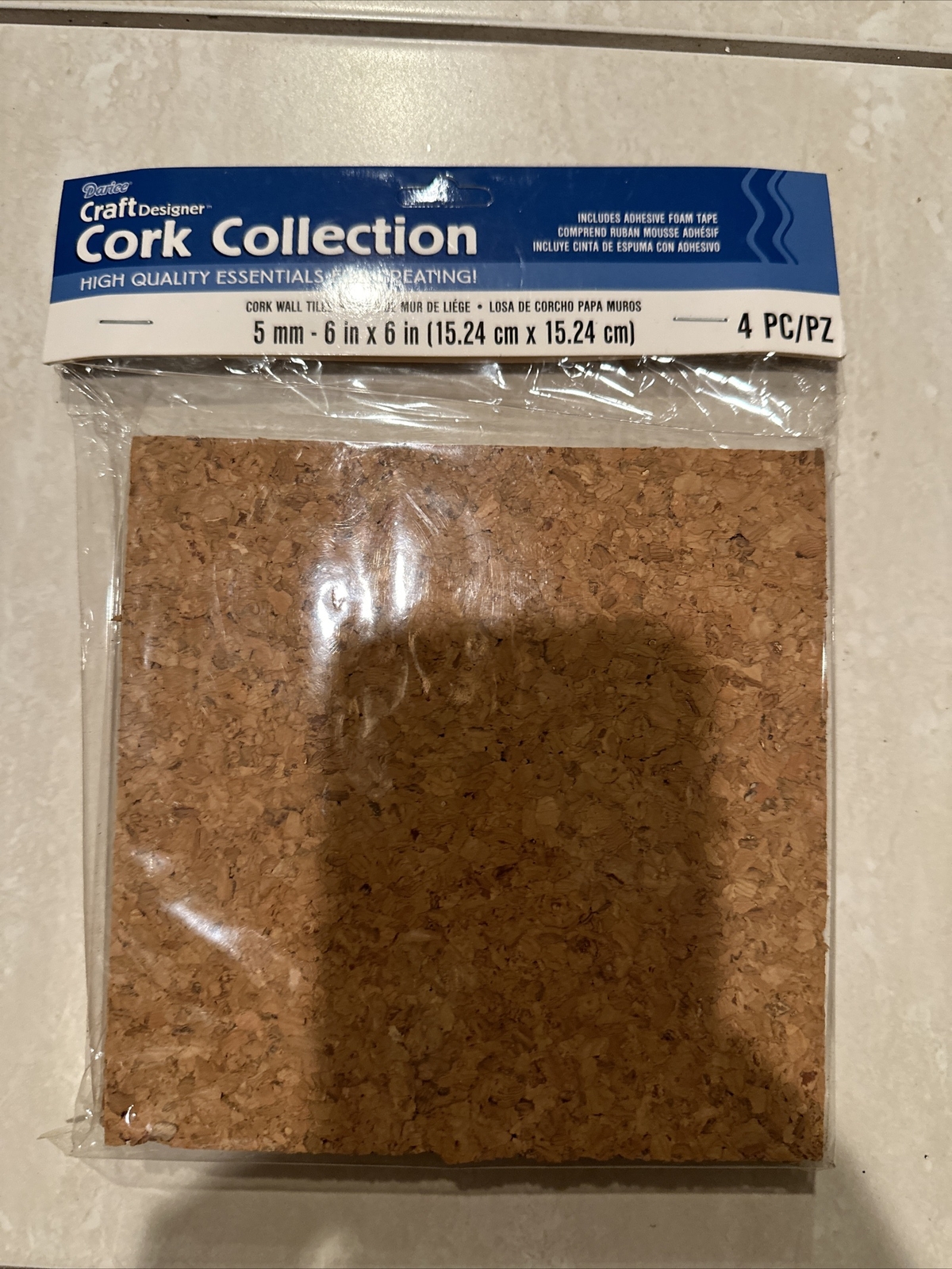 Cork collection 6×6” Square. By Darice For Arts And Crafts. 4 Pcs Per Pack