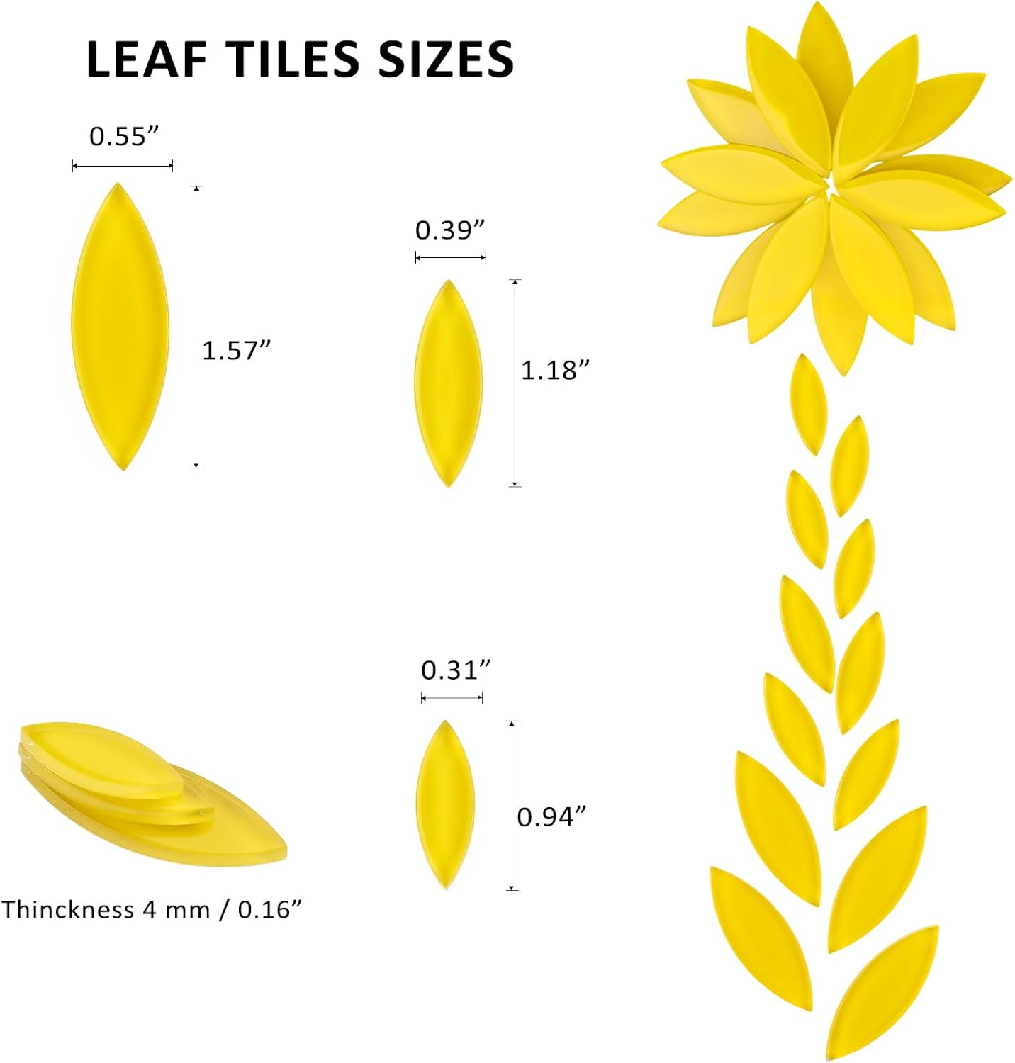 Yellow Leaf Mosaic Tiles for Crafts Bulk,200g Petal Mosaic Glass Pieces,Flower G