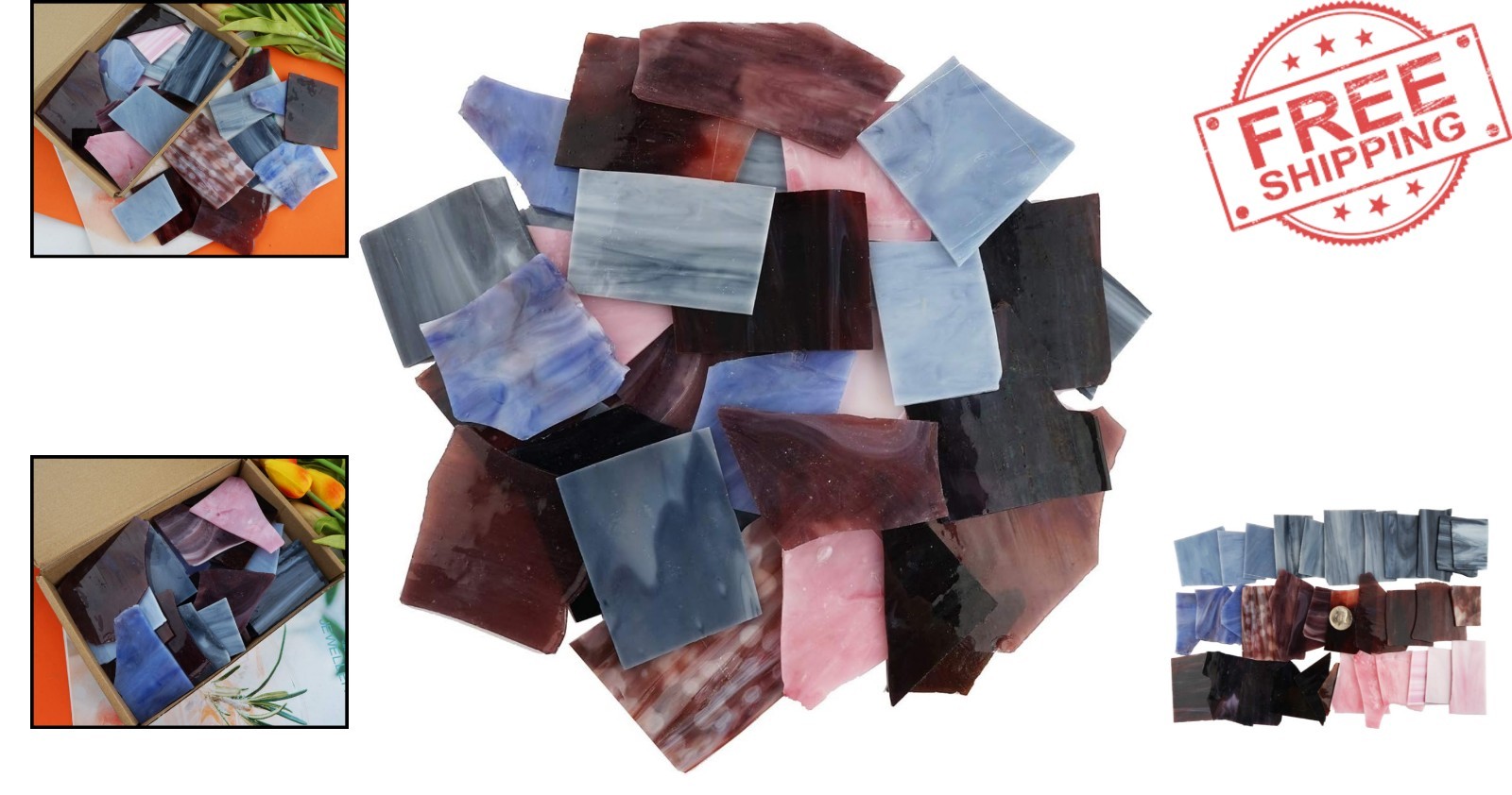 35oz Stained Glass Scrap Pieces for Creative Crafts – Assorted Colors & Textures