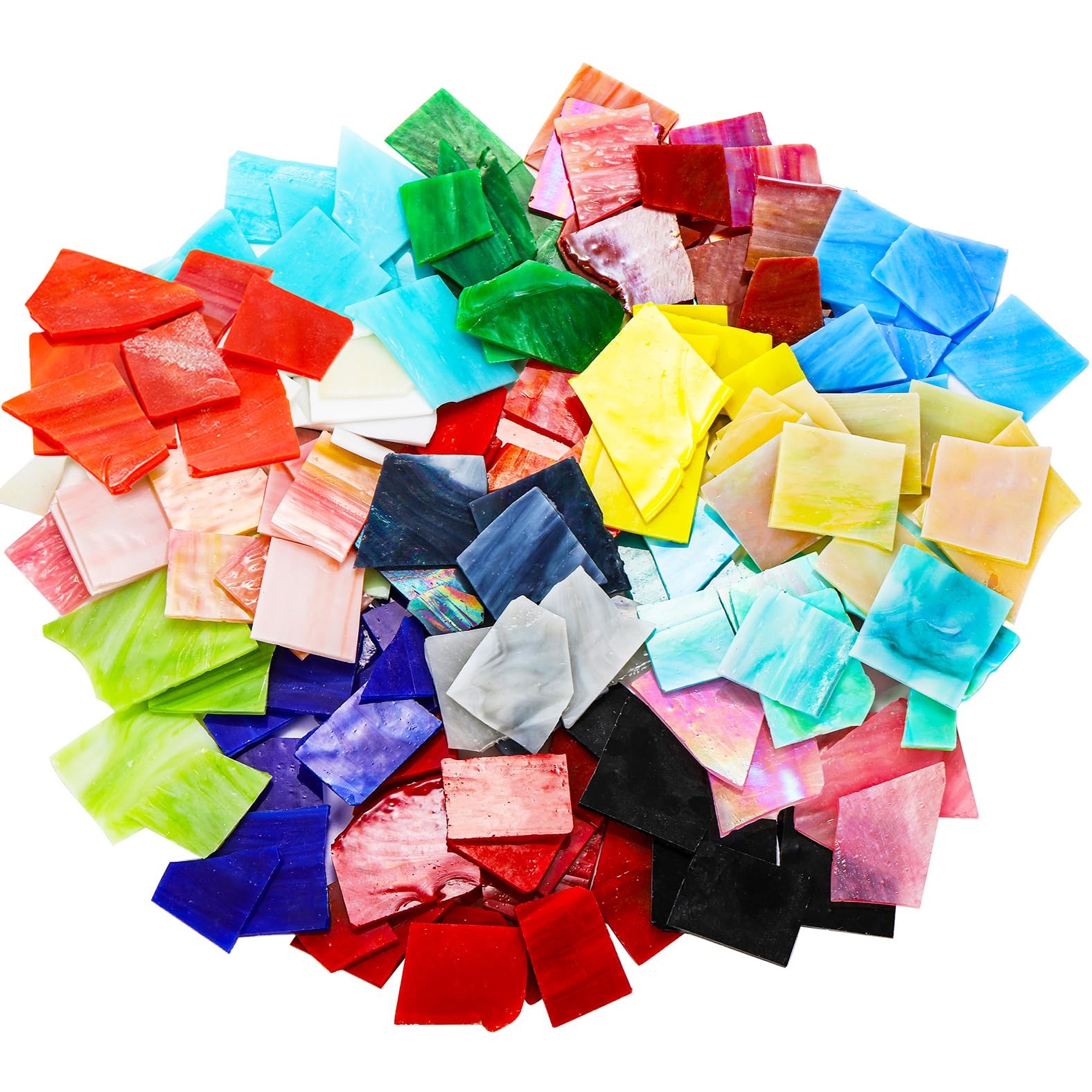 Nicunom 3.3 LB Irregular Stained Glass 1 Inch to 2 Inches, Mixed Colors