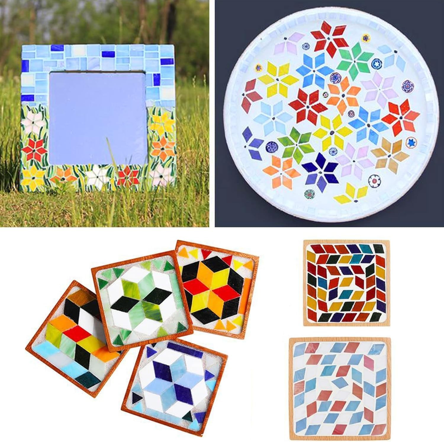 Rhombus Shaped Glass Mosaic Tiles, 1000 Count for Creative Home Crafts