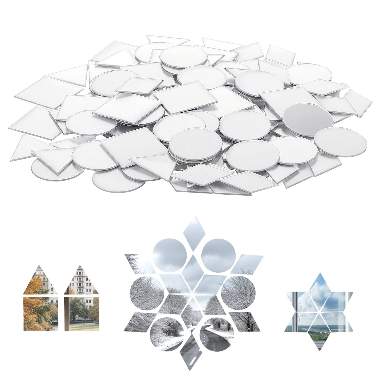 Ouligay 120 PCS 4 Shapes Small Mirrors for Crafts, Small Craft Mirrors Fancy …
