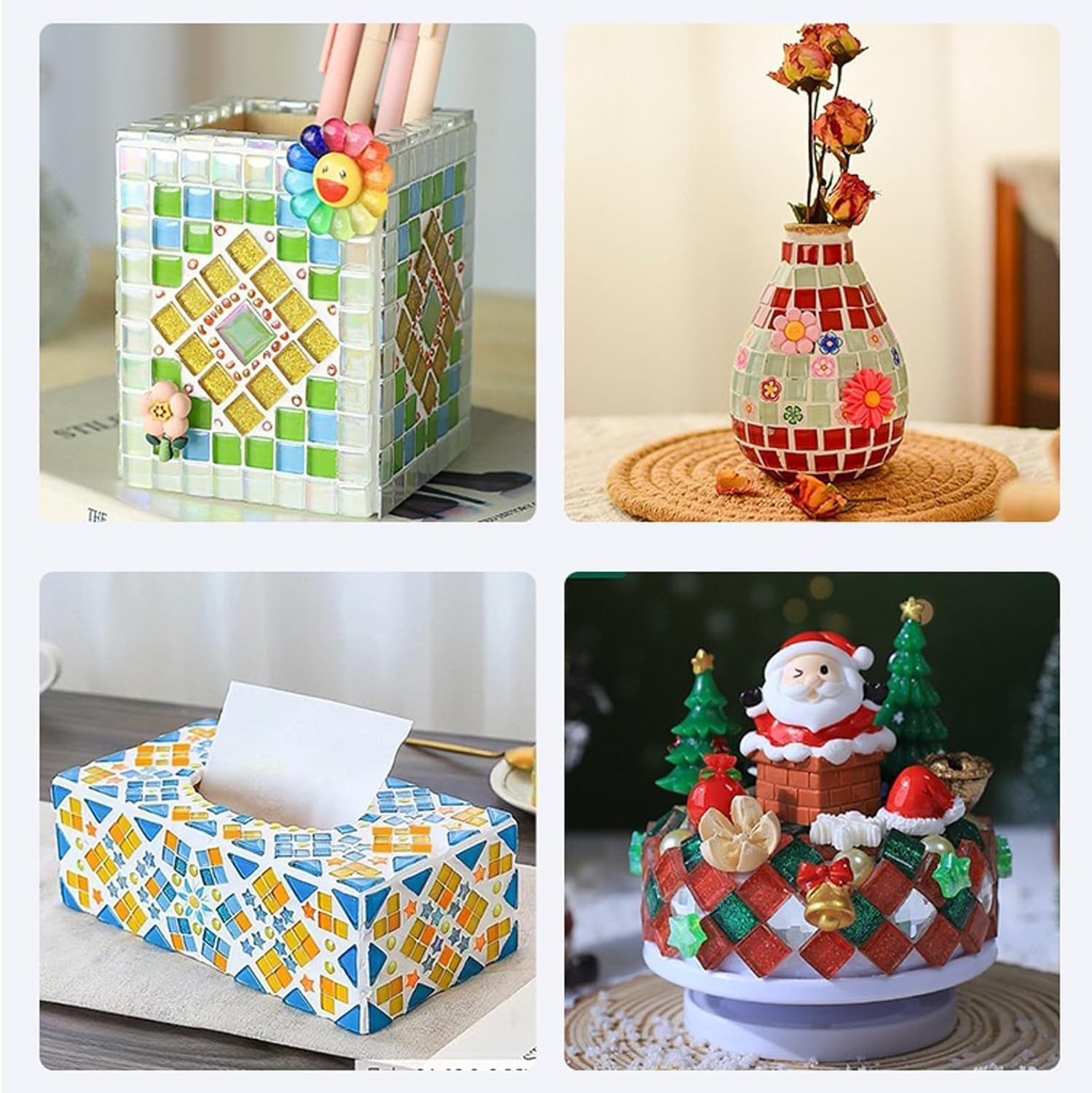 DIY Mosaic Tiles for Crafts, Colorful Glass Mosaic Kits for Adults, 915 Pcs Bulk